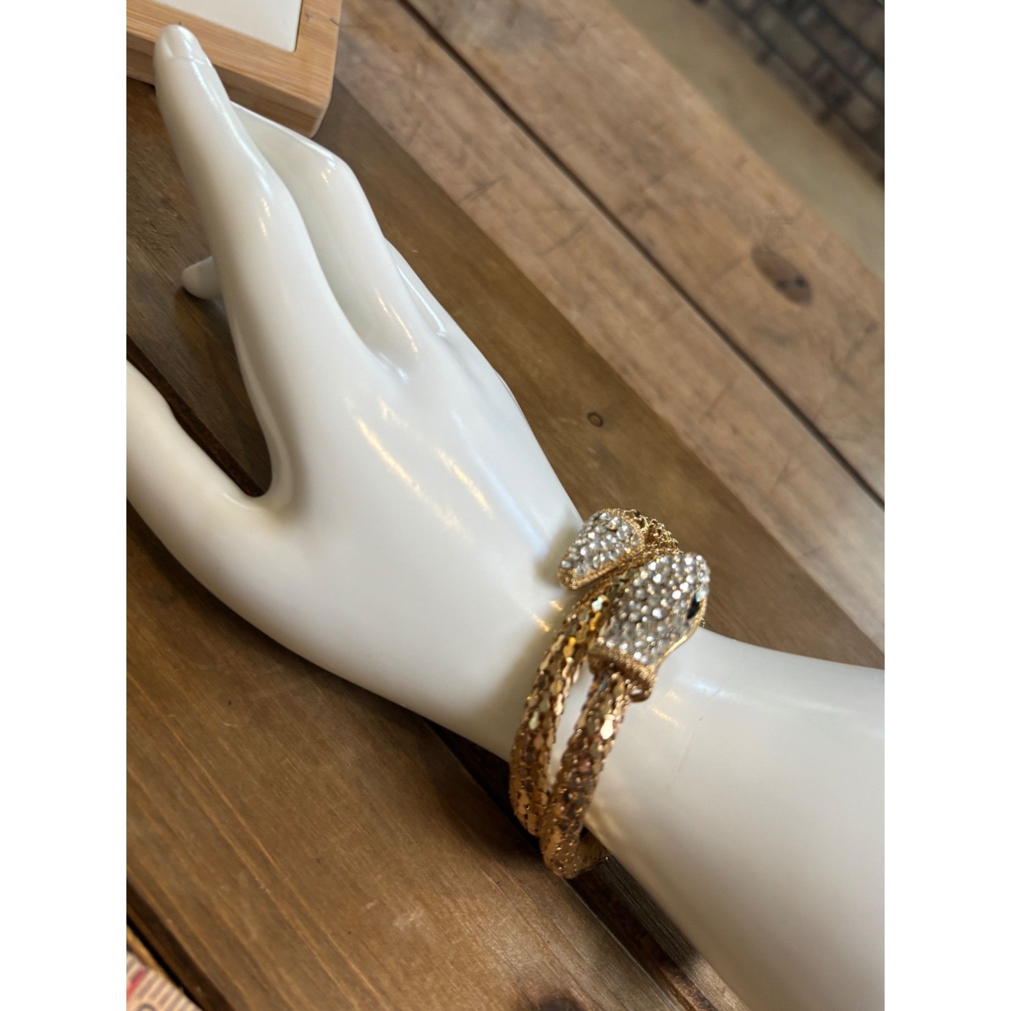 Other Gold Snake-Style Rhinestone Wrap Bracelet Size ONE SIZE - 12 Thumbnail