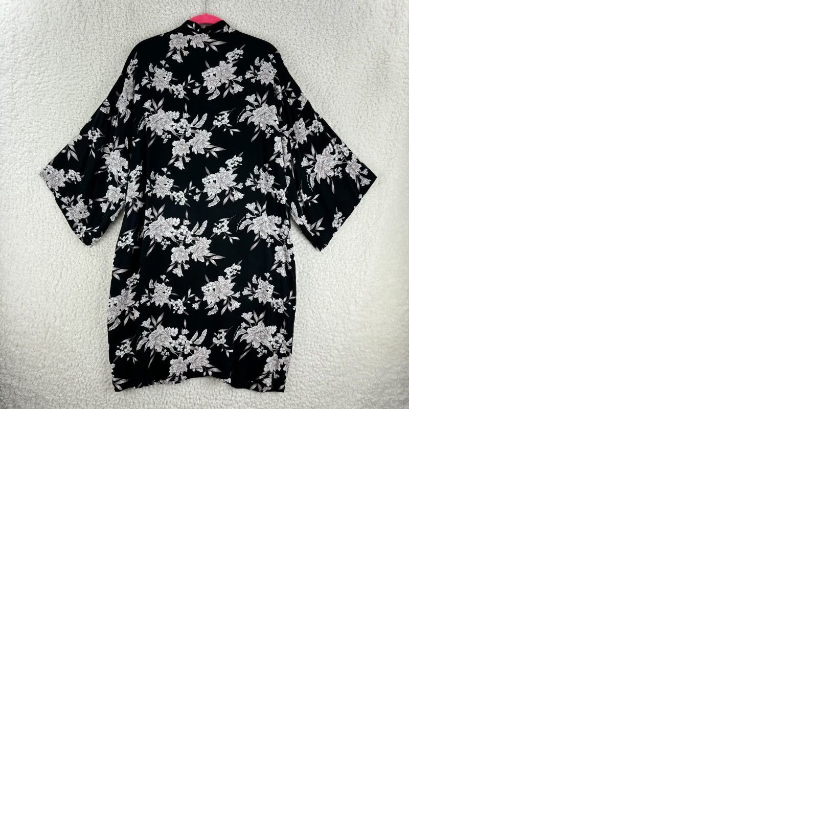 Spiritual Gangster Spiritual Gangster Black Floral Maya Kimono Womens OS Front Tie Pockets Cardigan Casual Beach Bohemian Lightweight Rayon Size ONE SIZE - 9 Thumbnail