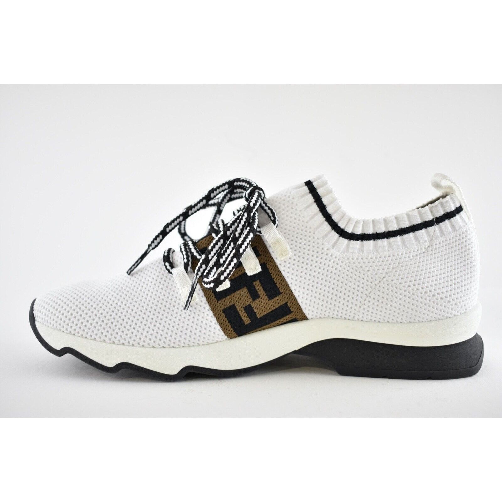 Fendi Fendi FF Knit White Sock Brown Black Logo Low Top Sneaker 41 Size US 11 / IT 41 - 9 Thumbnail