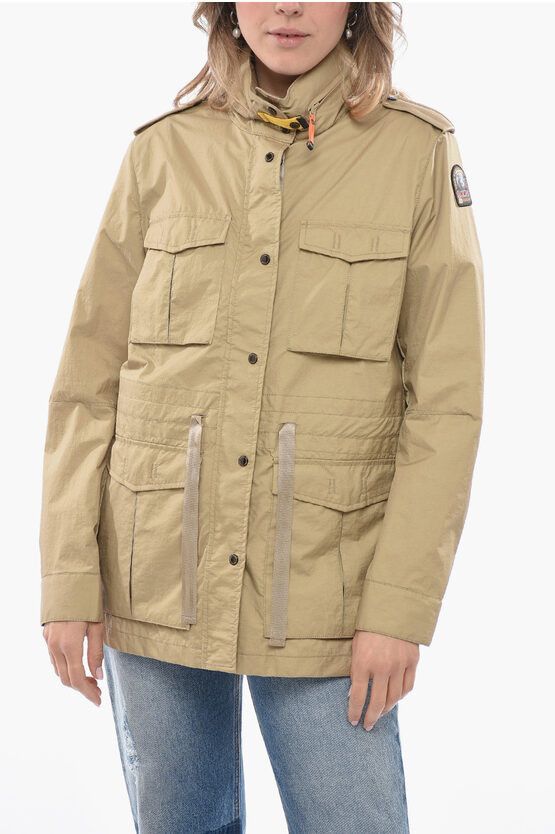image of Parajumpers Extractable Hood Utility Windbreaker Jacket in Beige, Women's (Size Large)