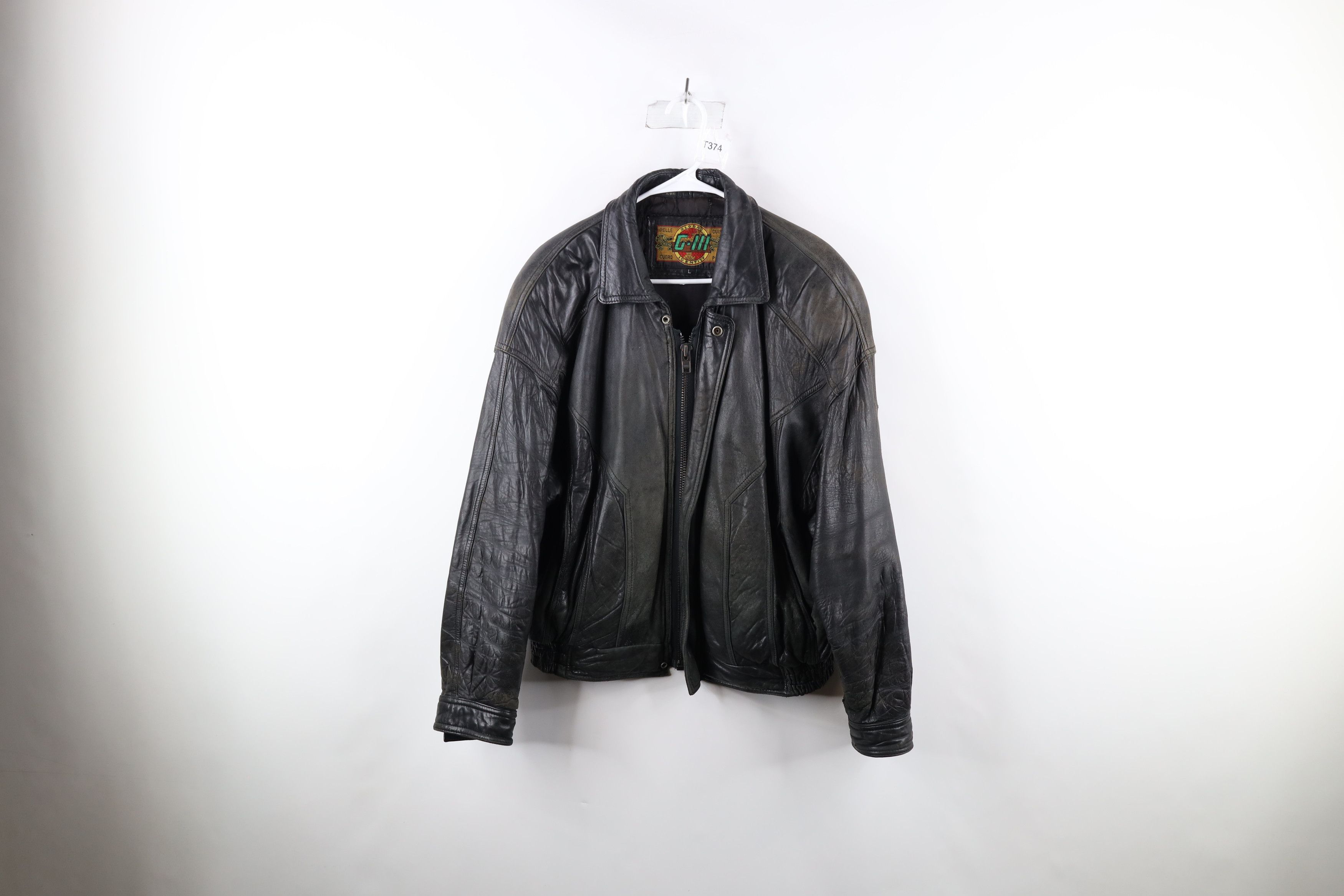 Vintage Vintage 90s Streetwear Full Zip Leather Bomber Jacket Black Size US L / EU 52-54 / 3 - 1 Thumbnail