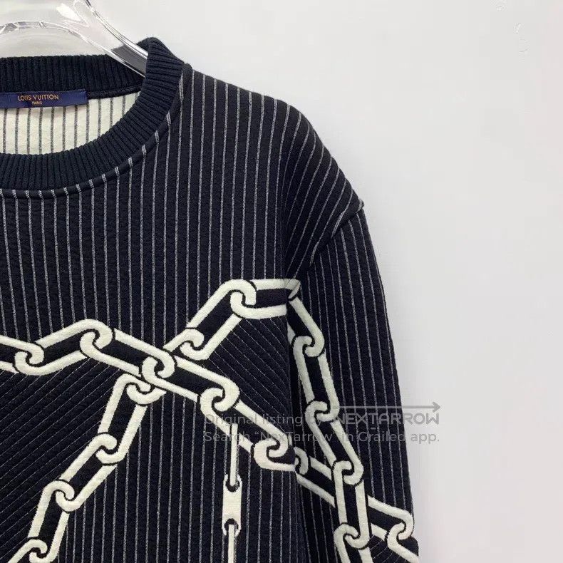 Louis Vuitton Louis Vuitton Black chain-striped cotton crewneck long-sle Size US XS / EU 42 / 0 - 3 Thumbnail