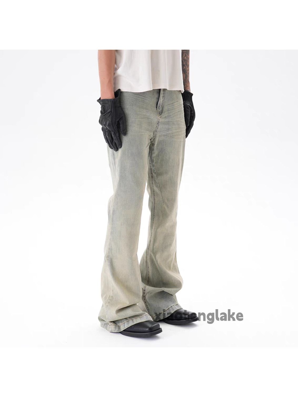 Unisex rusty punk grunge bootcut flared jeans