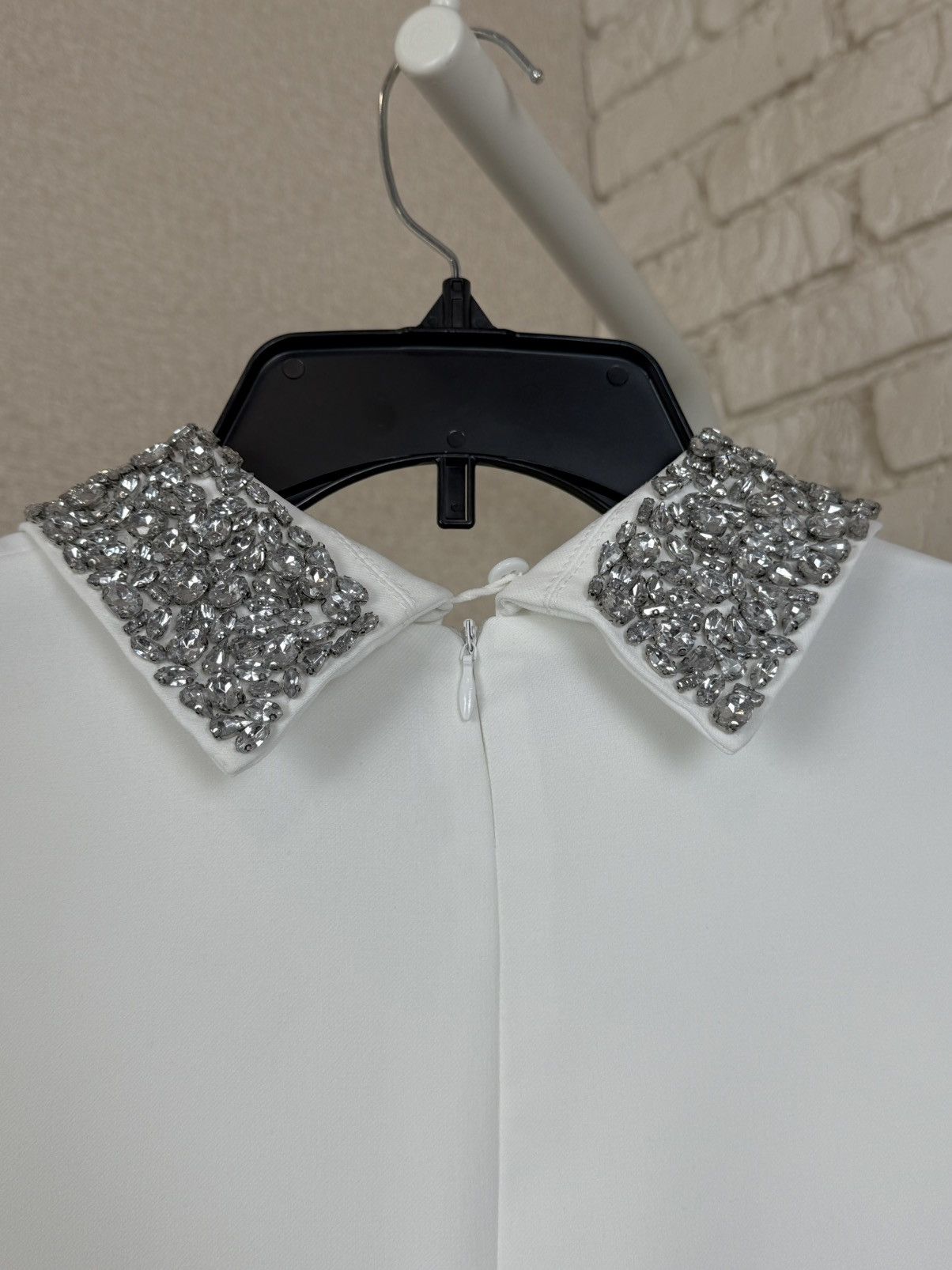 Miu Miu Miu Miu White Mini Dress Crystal Embellished Collar Cuffs Size M / US 6-8 / IT 42-44 - 14 Thumbnail