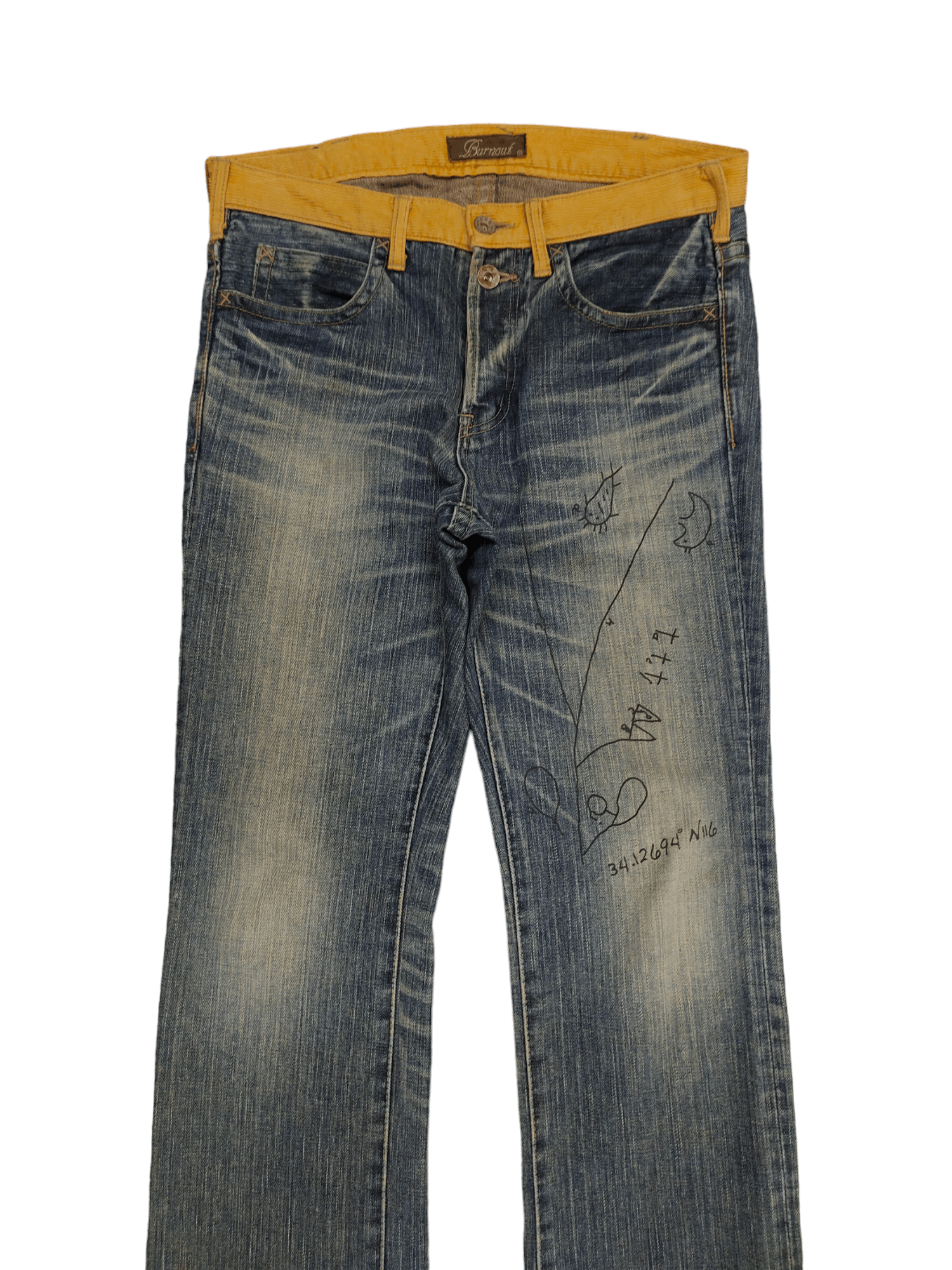 Hysteric Glamour × Undercover Burnout Japan Paisley Custom Faded Clawmark Denim Jeans Size US 31 - 2 Thumbnail