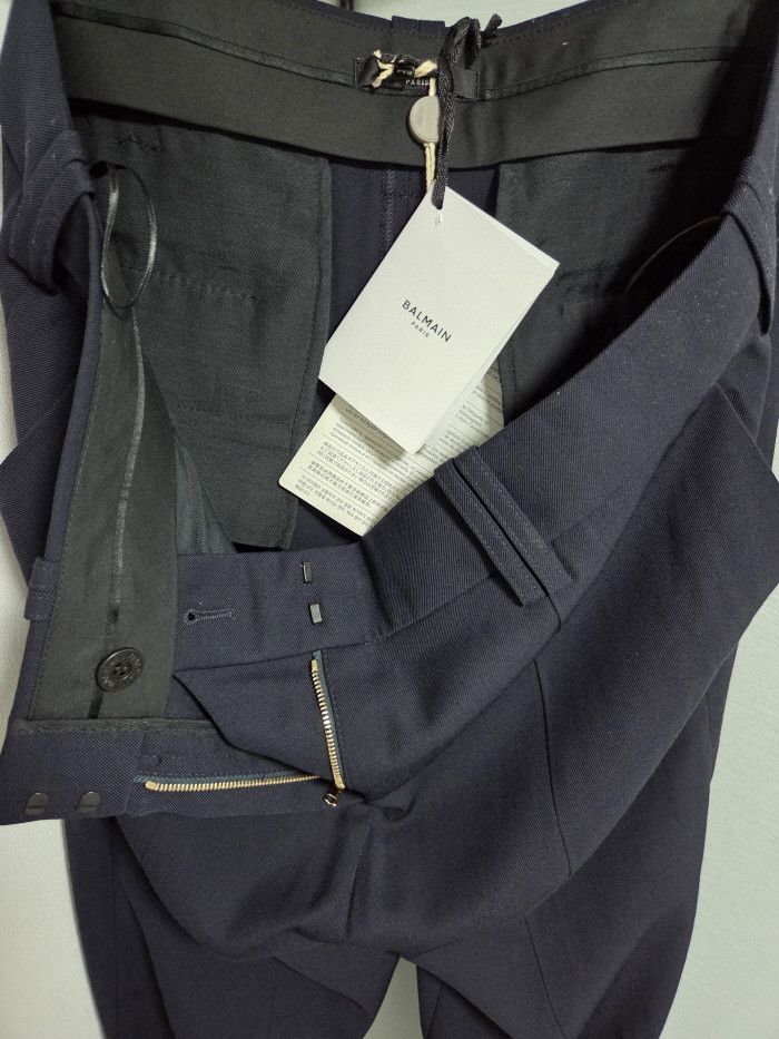 Balmain BALMAIN NAVY BLUE TAPERED LEG TROUSERS Size 28" / US 6 / IT 42 - 4 Thumbnail