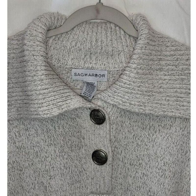 Other Sag Harbor Beige Black Knit Button Sweater Size XL Size XL / US 12-14 / IT 48-50 - 3 Thumbnail