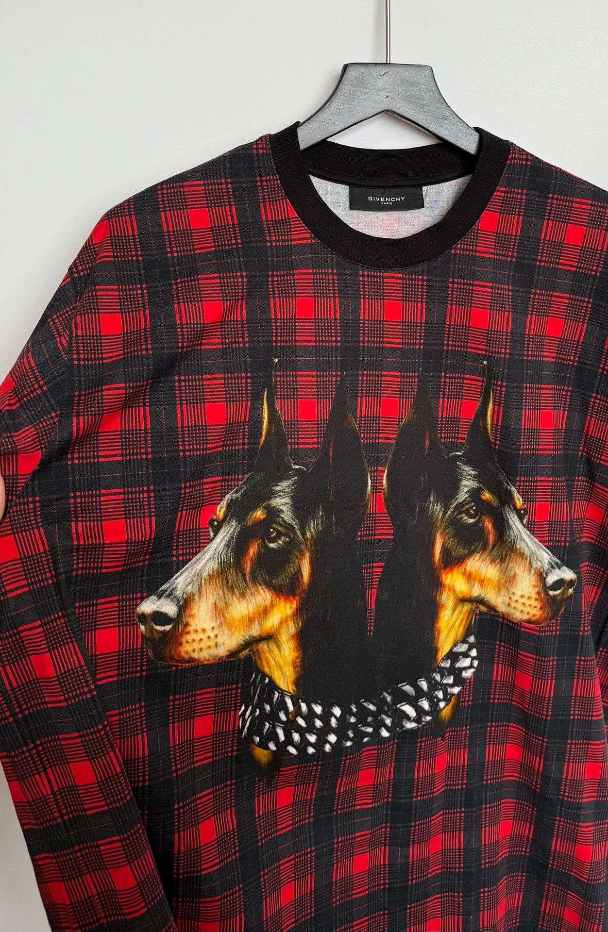Givenchy Givenchy Red Plaid Double Doberman Logo T-Shirt XS Size US XS / EU 42 / 0 - 2 Thumbnail