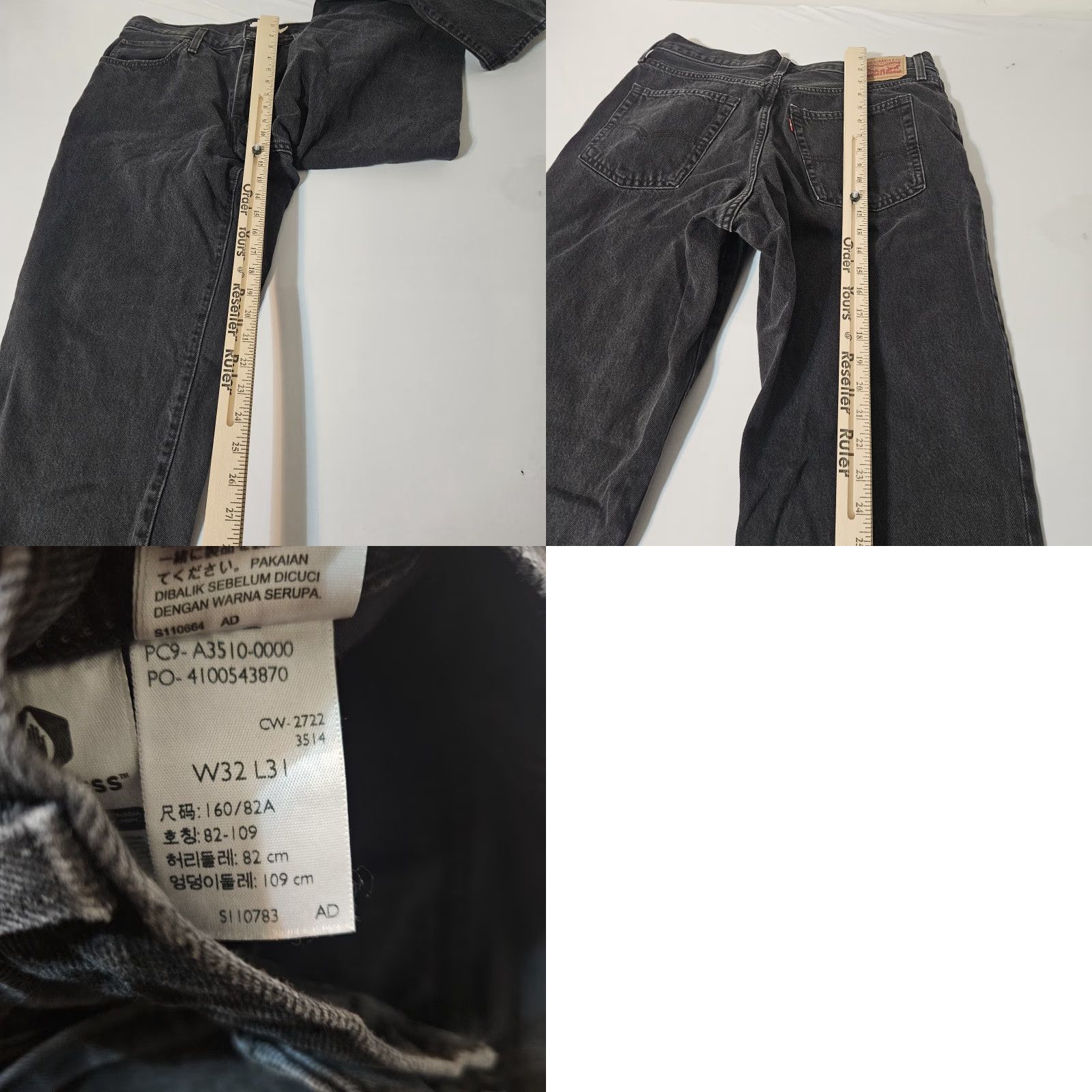 Levi's Levi's Baggy 94 Jeans Womens 33x30 Black Wide-Leg High Waist Retro Relaxed 5-Pocket Denim Global Jed Size 24" / US 00 / IT 34 - 8 Thumbnail