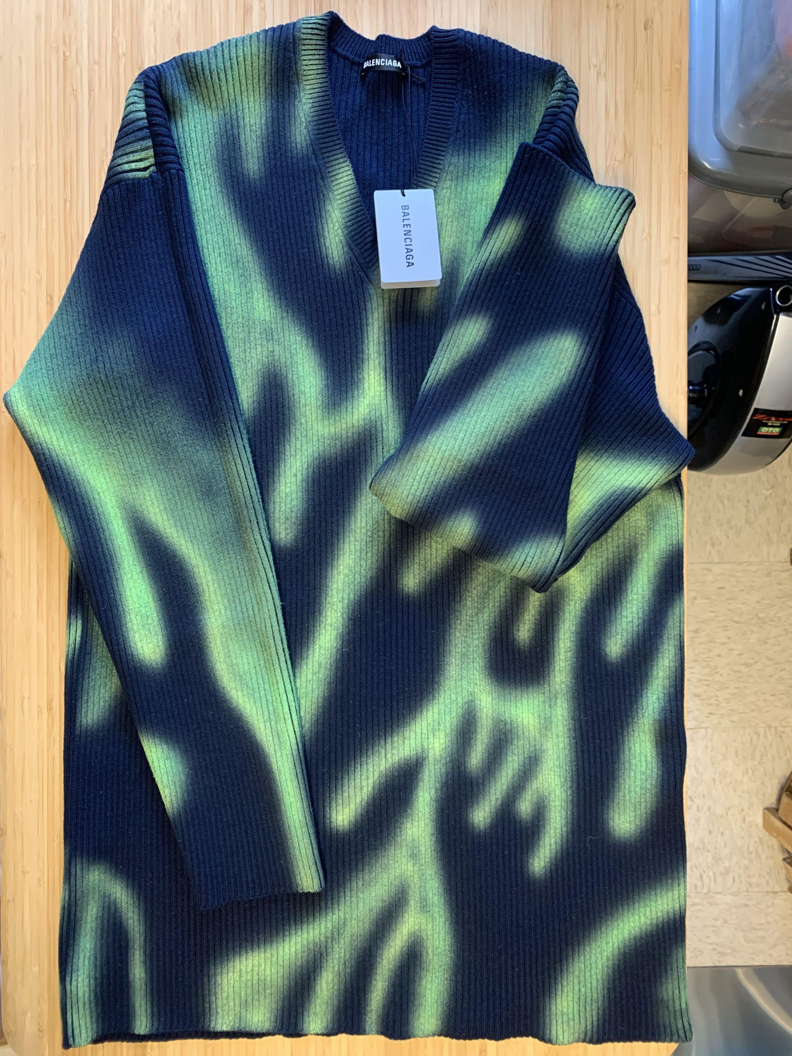 Balenciaga BALENCIAGA - Printed Ribbed Wool-Blend Sweater Size US XL / EU 56 / 4 - 1 Thumbnail