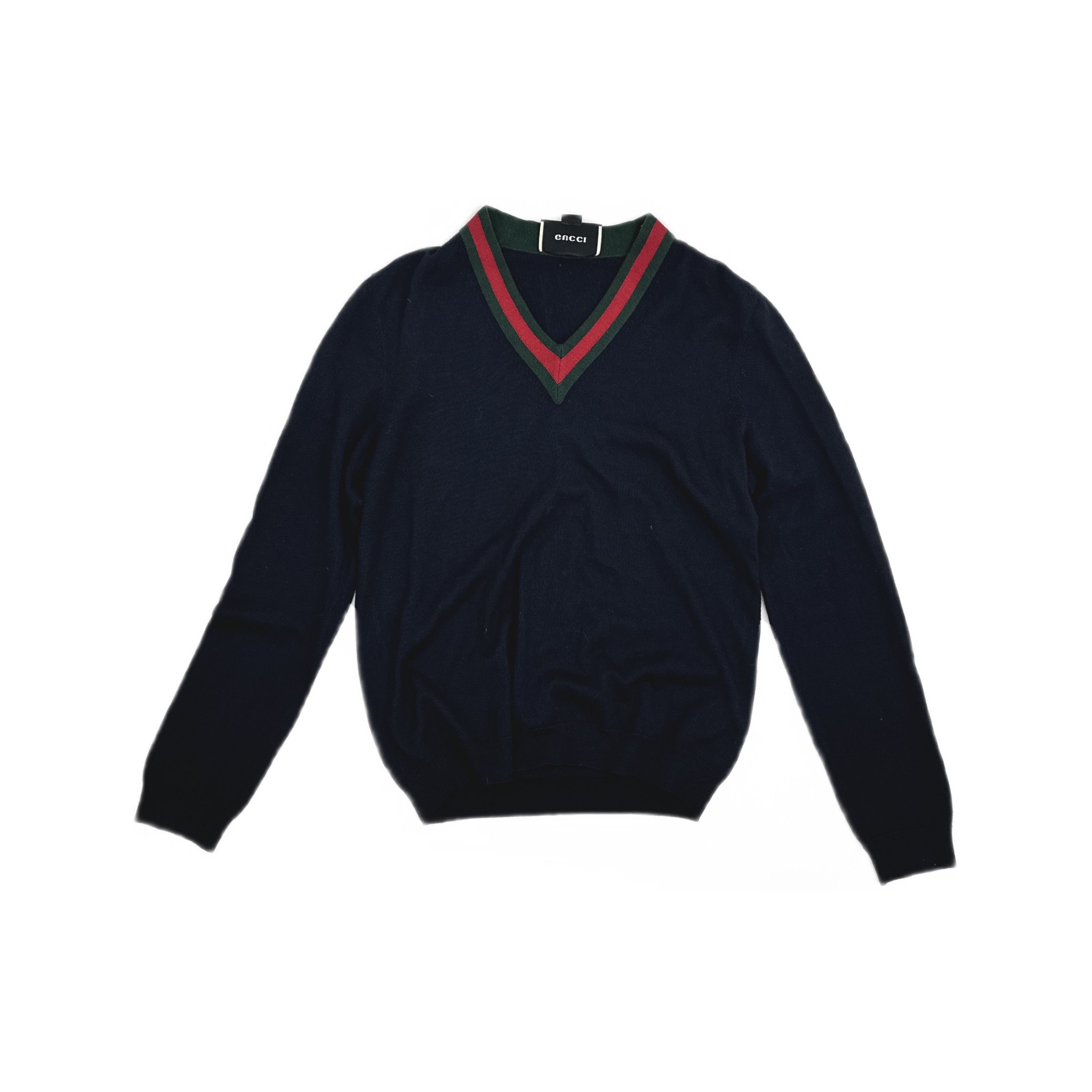 Gucci Gucci Web Stripe V-Neck Wool Sweater Size L Size US L / EU 52-54 / 3 - 1 Thumbnail