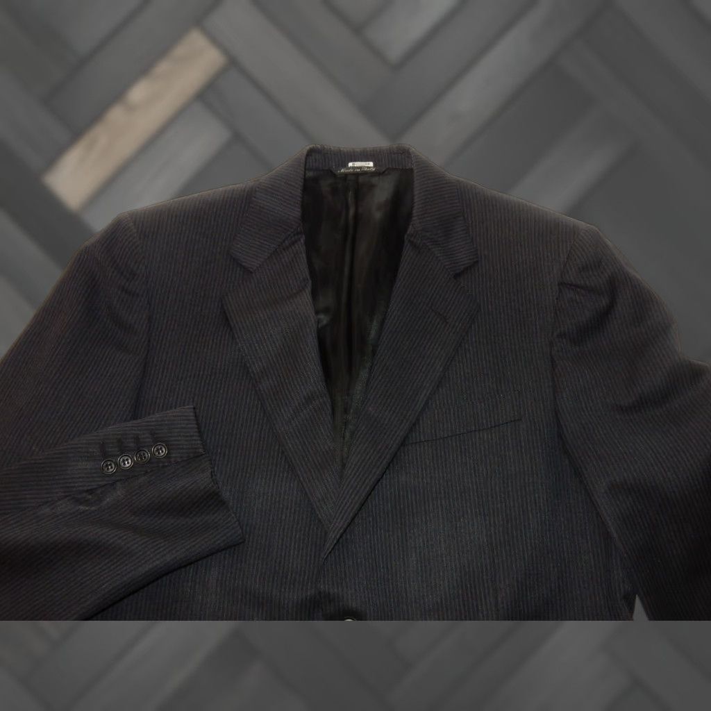 Canali VINTAGE Canali Blazer 50R Wool Striped Mens Jacket Blue 2 Button Coat Stains Confidently Sold as Used Size 50R - 1 Thumbnail