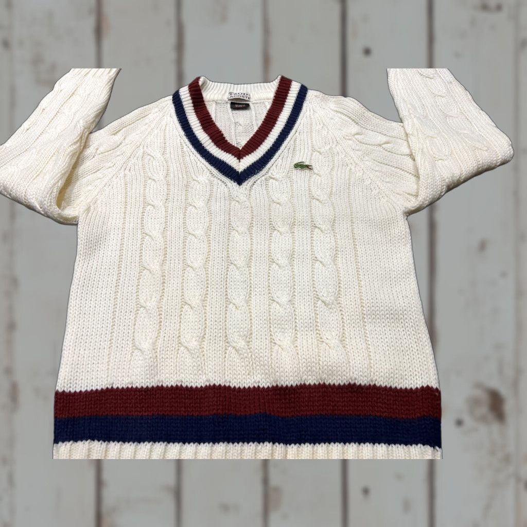 Izod Izod Lacoste Sweater Striped Mens M Red White Blue Size US M / EU 48-50 / 2 - 1 Thumbnail