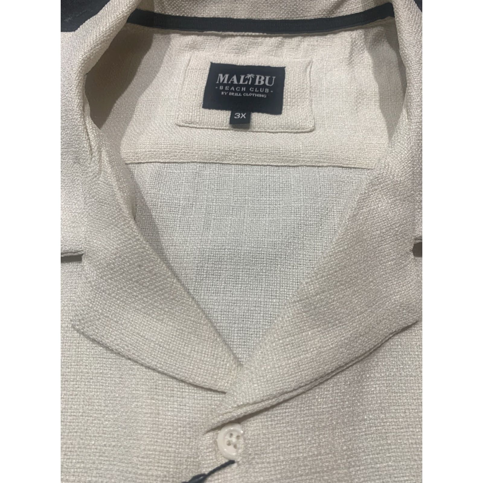 Vintage Malibu Beach Club Linen Look Polyester Golf Shirt 3X 3XL Textured Lightweight Size Beige Regular Long Sleeve Button-Up Men Size US XXL / EU 58 / 5 - 6 Thumbnail