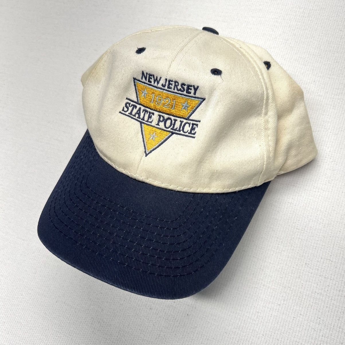 Vintage VTG State Police Hat Beige New Jersey Blue Snap Back Logo Size ONE SIZE - 1 Thumbnail