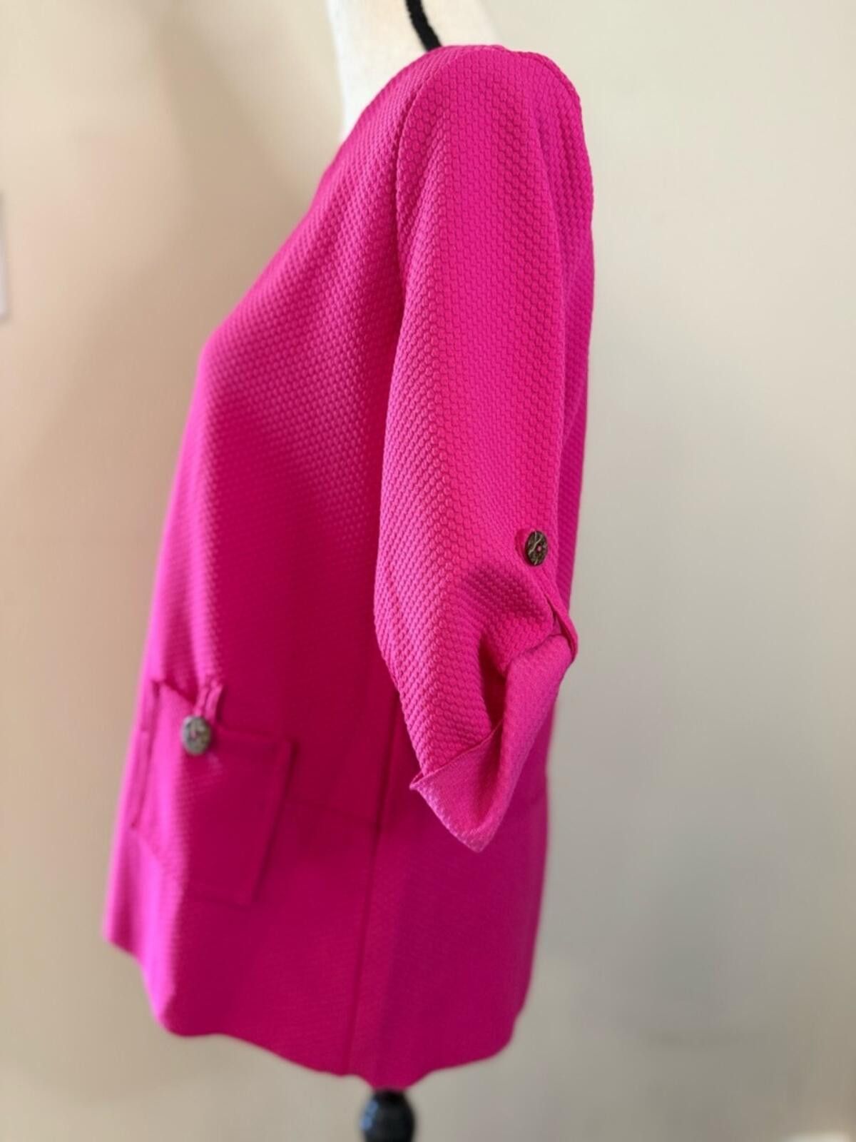 Other Kaktus boho pink tunic top pocket rolled crop sleeves SZ SM Size S / US 4 / IT 40 - 3 Thumbnail