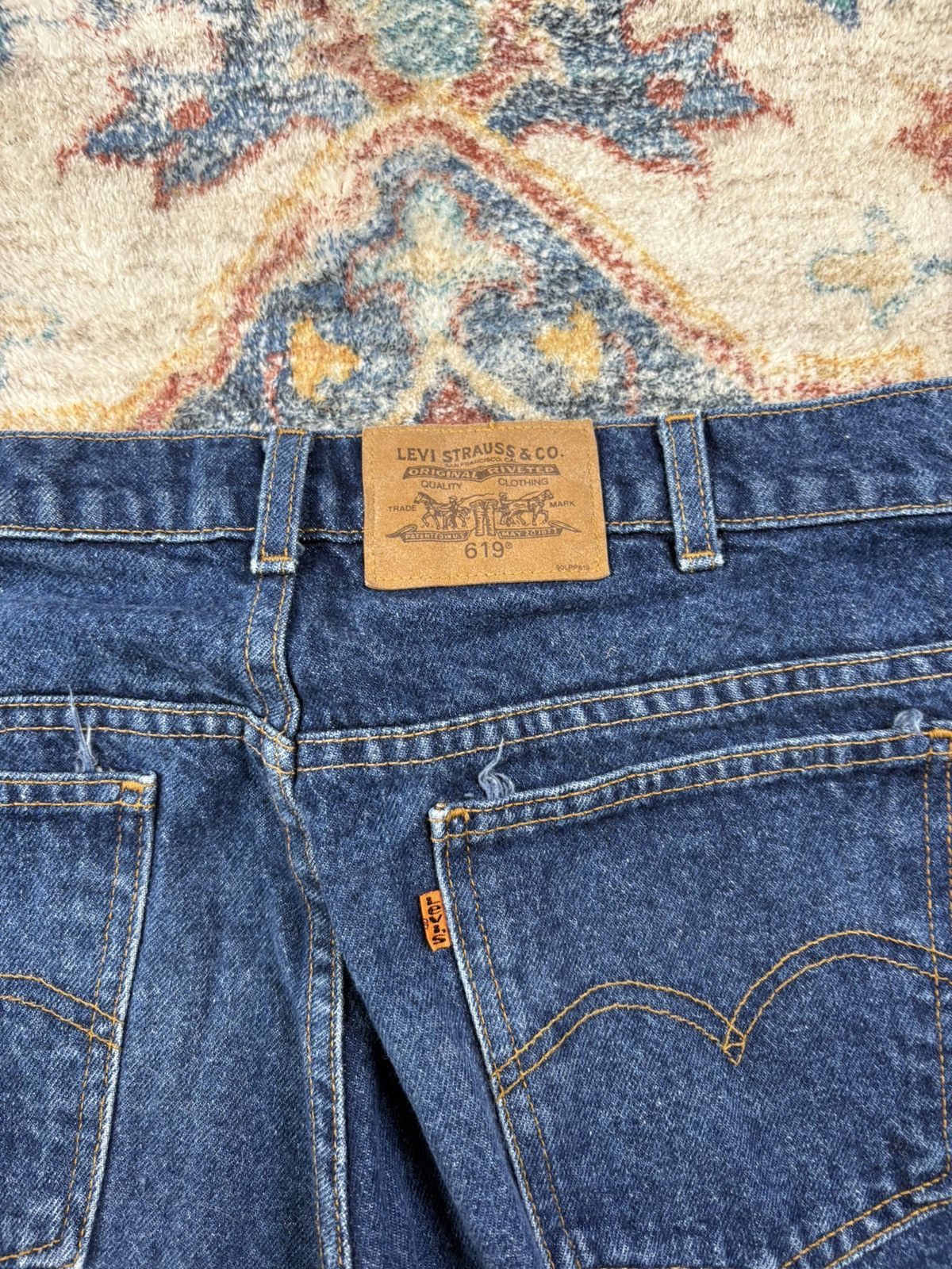 Levi's Vintage Levi’s 619 Darkwash Orange Tab Jeans Size 34 Size US 34 / EU 50 - 5 Thumbnail