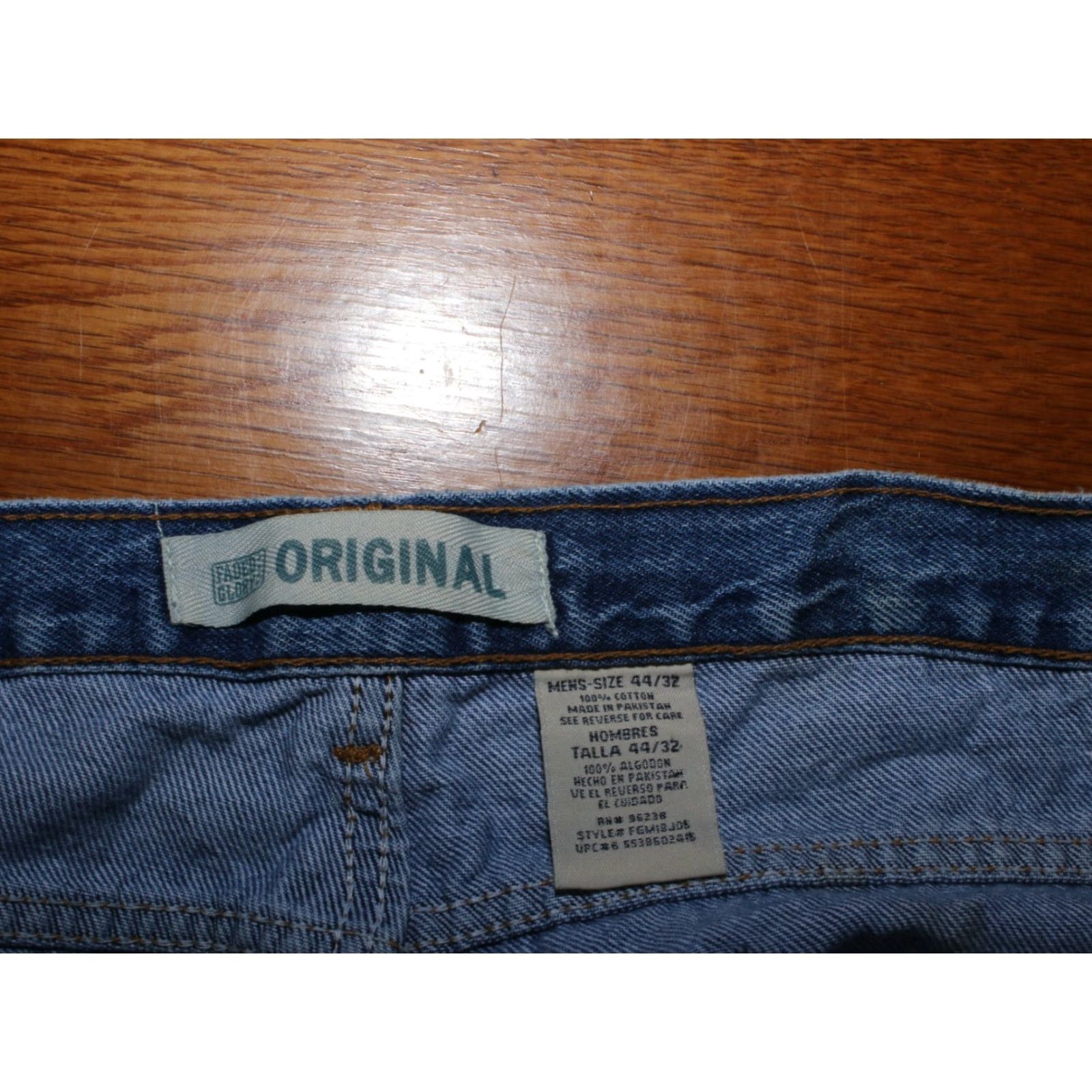 Faded Glory Faded Glory Jeans Mens Straight Denim High Rise 44x32 Blue 100% Cotton 5-Pocket Belt Loops Mens Size US 44 / EU 60 - 3 Thumbnail