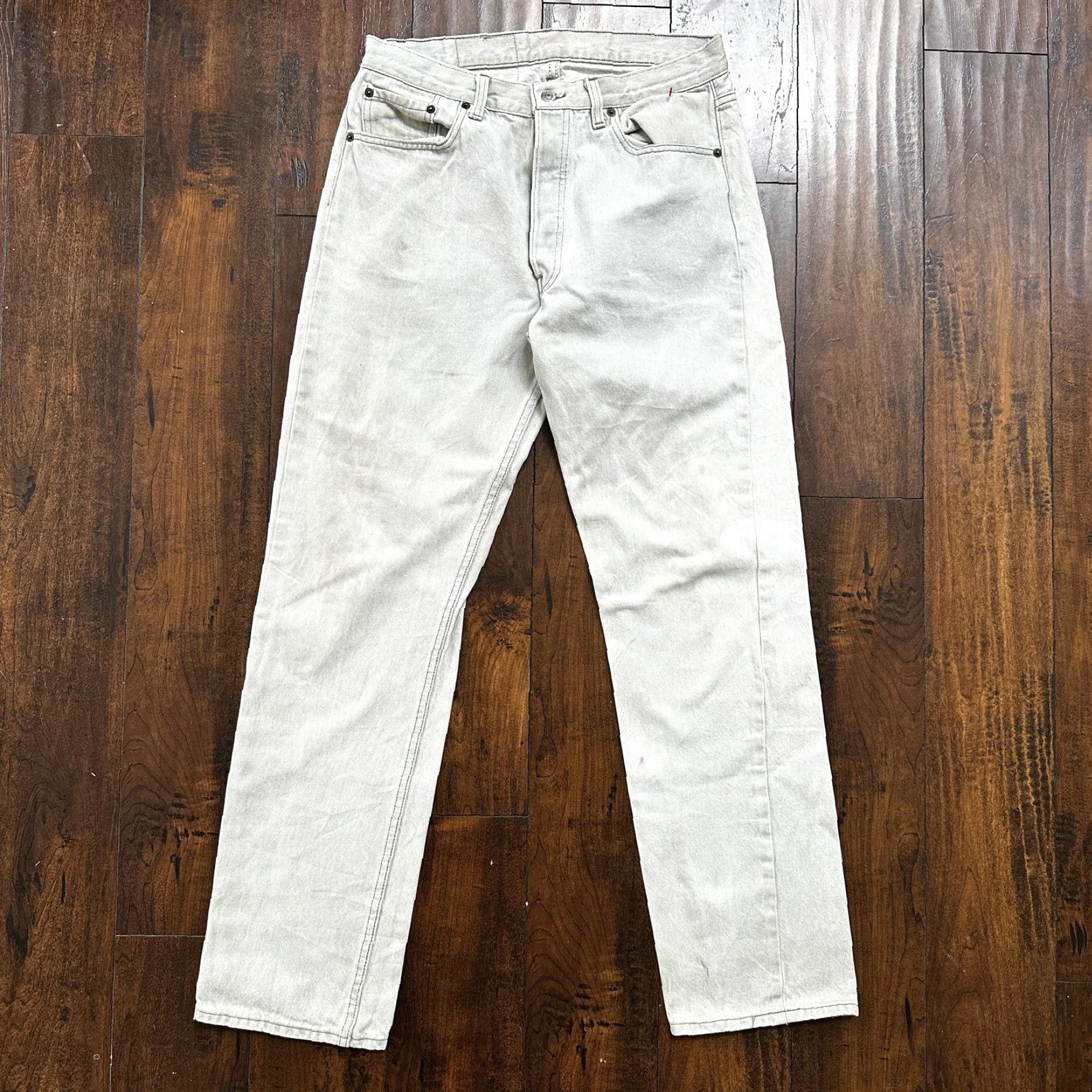 Levi's VINTAGE Levi's 501 Jeans Men 34x32 Grey Wash Button Fly 90s Straight Cotton Denim USA Tag XX Act 31x31 Classic Fit Size US 34 / EU 50 - 2 Thumbnail