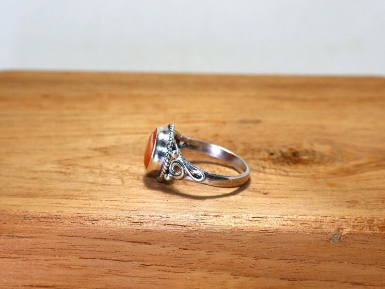 Handmade Carnelian Ring: Handmade Sterling Silver Ring, Gift for Wife Size ONE SIZE - 6 Thumbnail