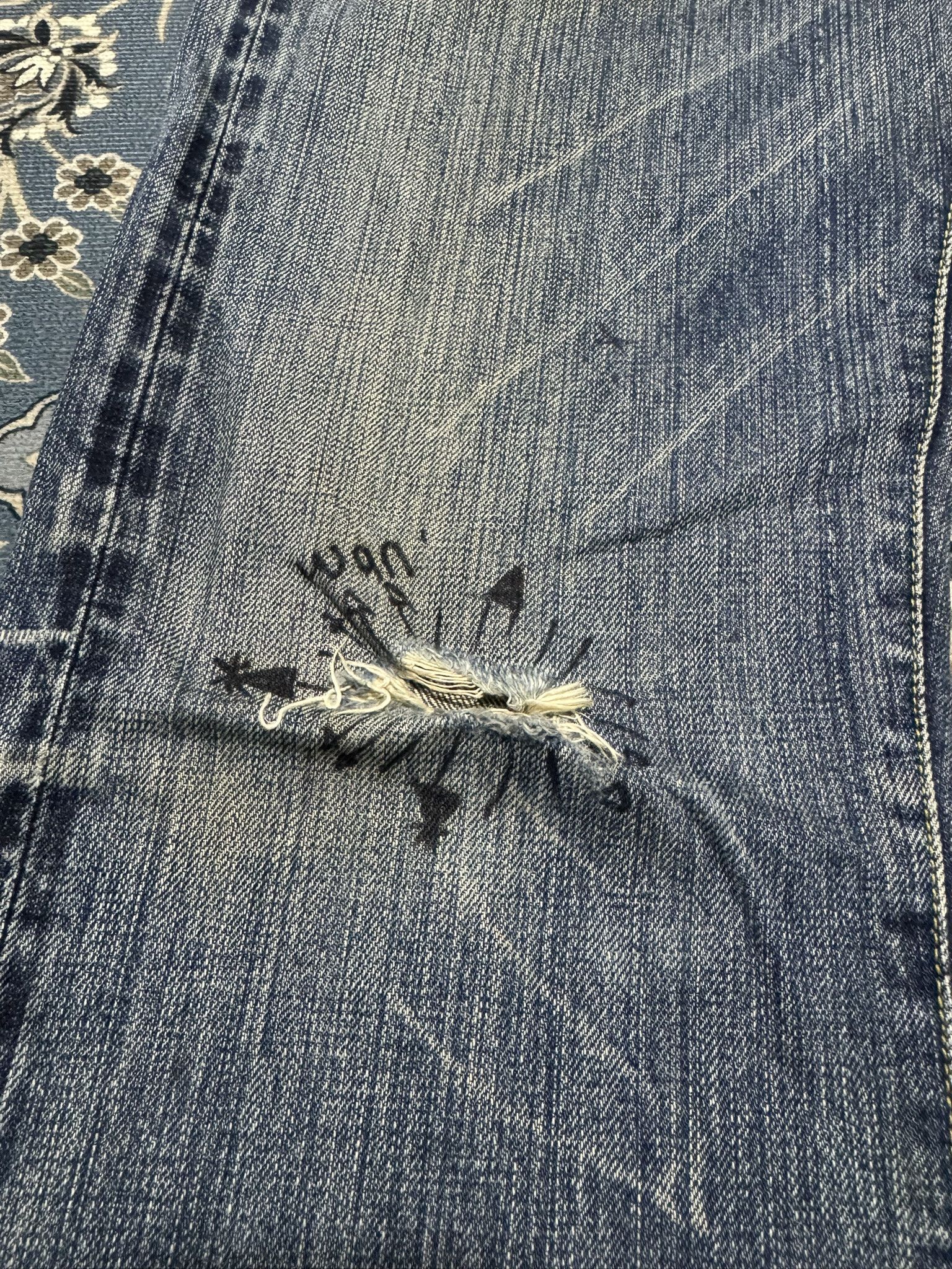 Japanese Brand × Justin Vintage Justin USA Selvadge Jeans Distress Ripped Jeans Size US 29 - 6 Thumbnail