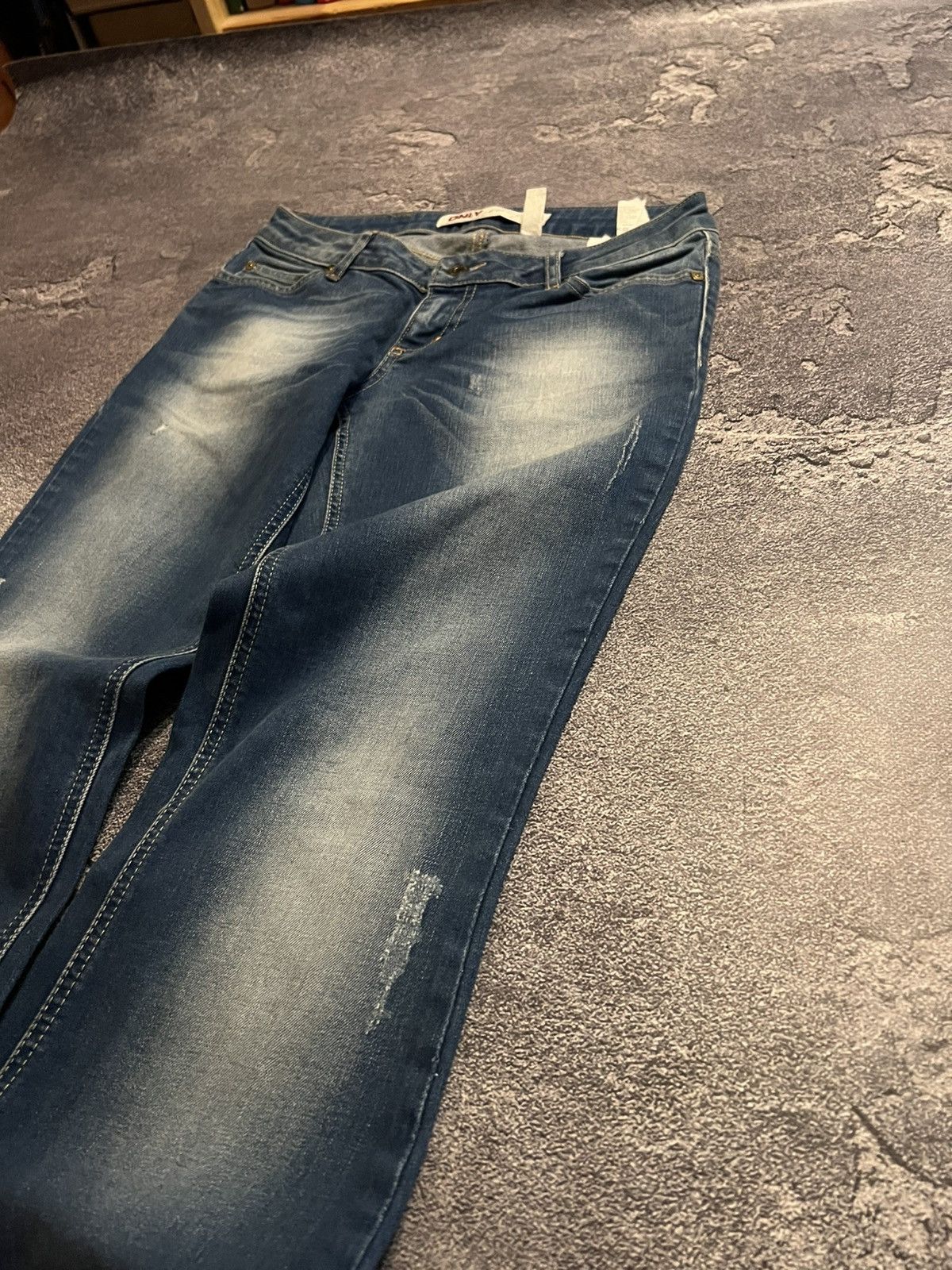 Japanese Brand Archive Slim Glamour Jeans / Heavy Blue White Drip 90s Size US 34 / EU 50 - 2 Thumbnail