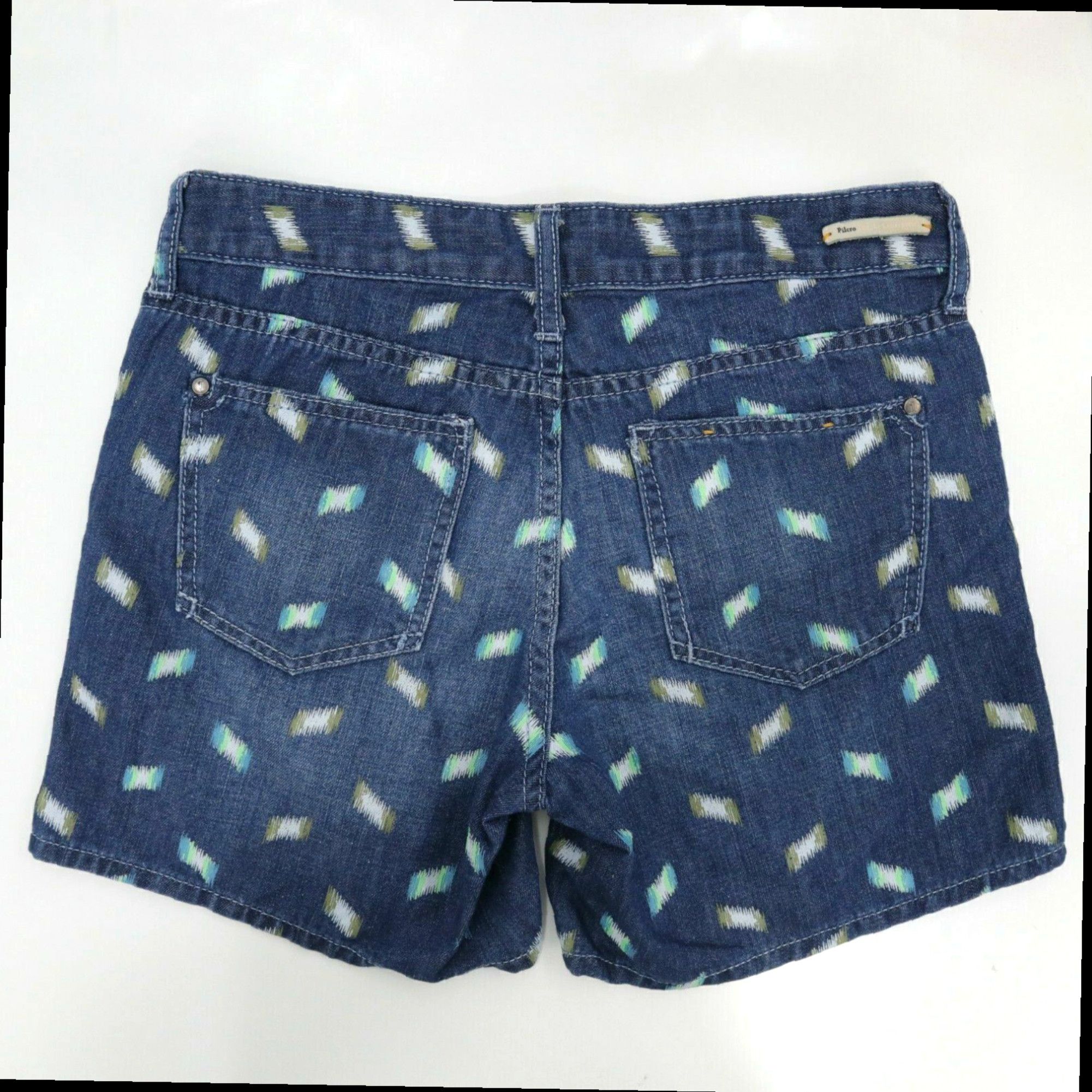 Anthropologie Authentic Pilcro Letterpress Blue Denim Pattern High Waist Fashion Shorts Size W27 from Anthropologie Grailed