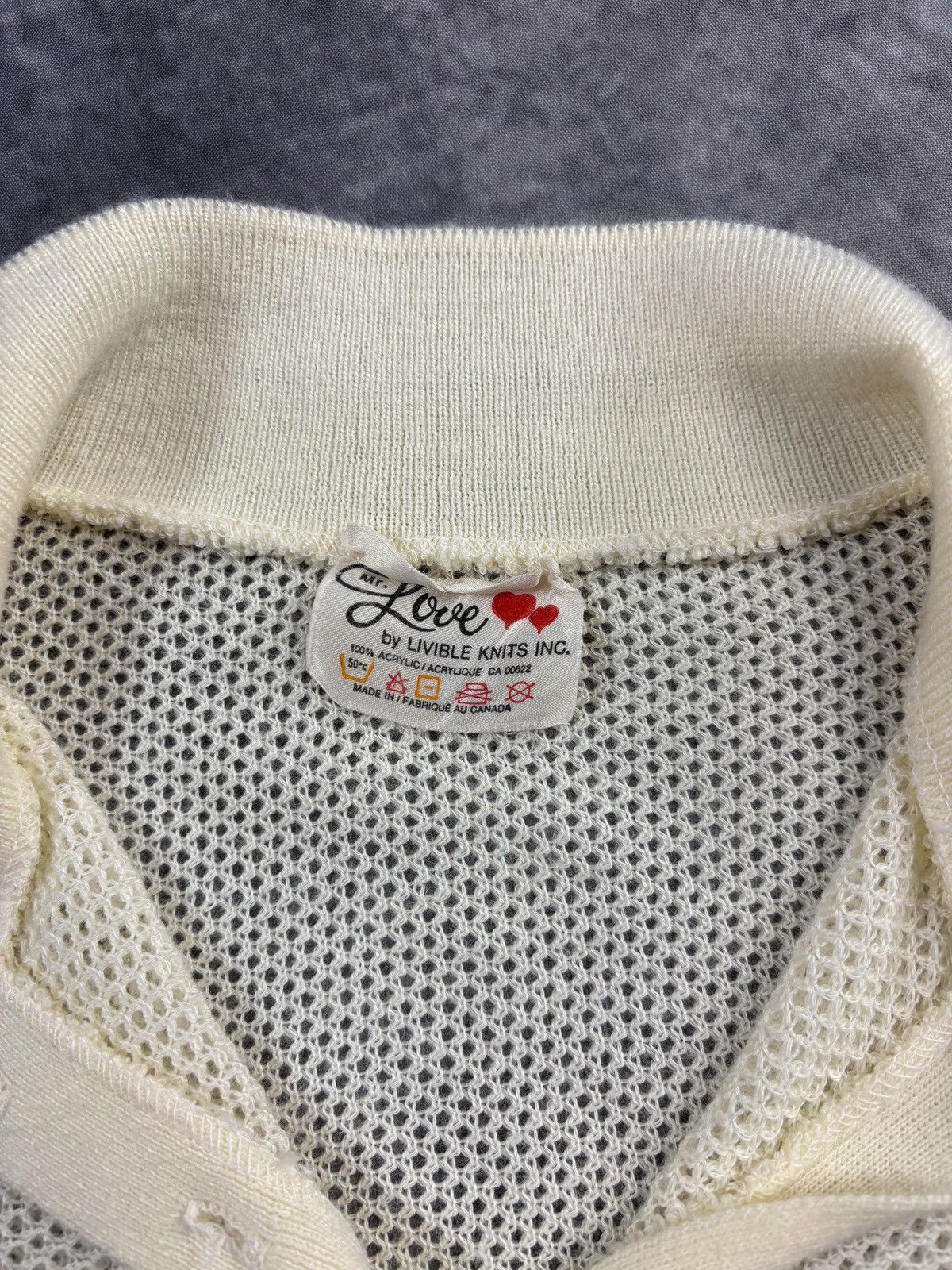 Vintage 1970s Vintage Knit Polo Mr. Love Acrylic Sheer Mesh MCM 70s Size S / US 4 / IT 40 - 4 Thumbnail