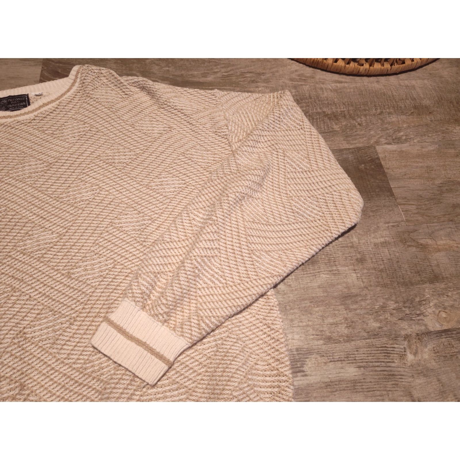 Vintage VINTAGE Peconic Bay Traders Men's Sweater Pullover Cotton Beige Long Sleeve Regular Fit All Seasonsâ€“ USA Made L/XL Size US L / EU 52-54 / 3 - 3 Thumbnail
