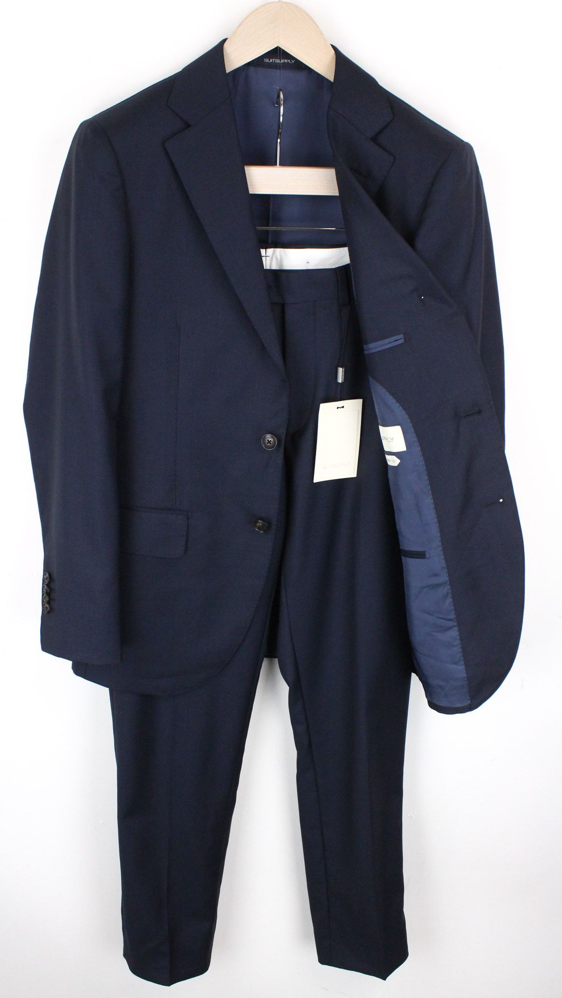 image of Suitsupply Lazio Uk36R Wool S110 Blue Slim Melange Suit 69139, Men's