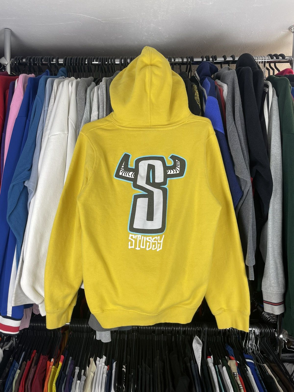 Stussy × Vintage Hoodie Stussy S-Horn vintage Logo yellow skate Size US M / EU 48-50 / 2 - 1 Thumbnail