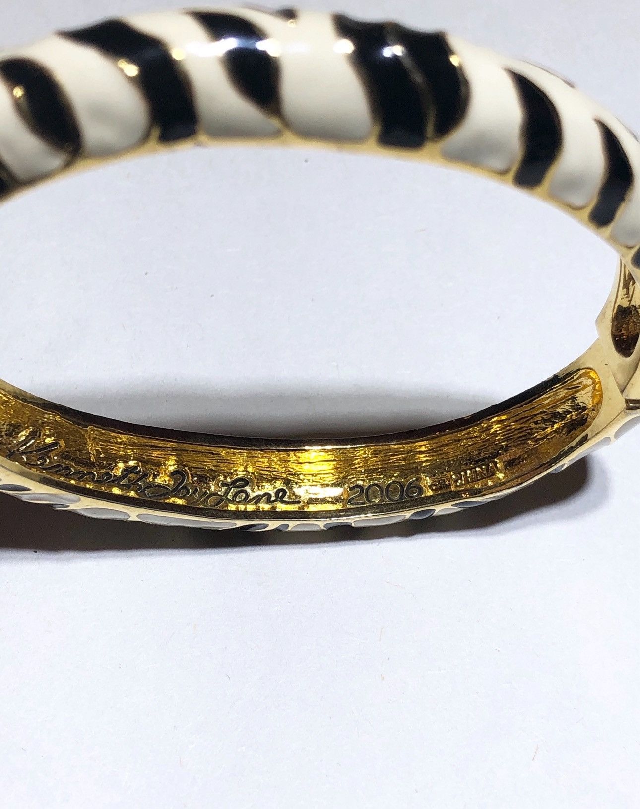 Kenneth Jay Lane KJL Kenneth J Lane Enamel Striped Cuff Bangle Bracelet Size ONE SIZE - 5 Thumbnail
