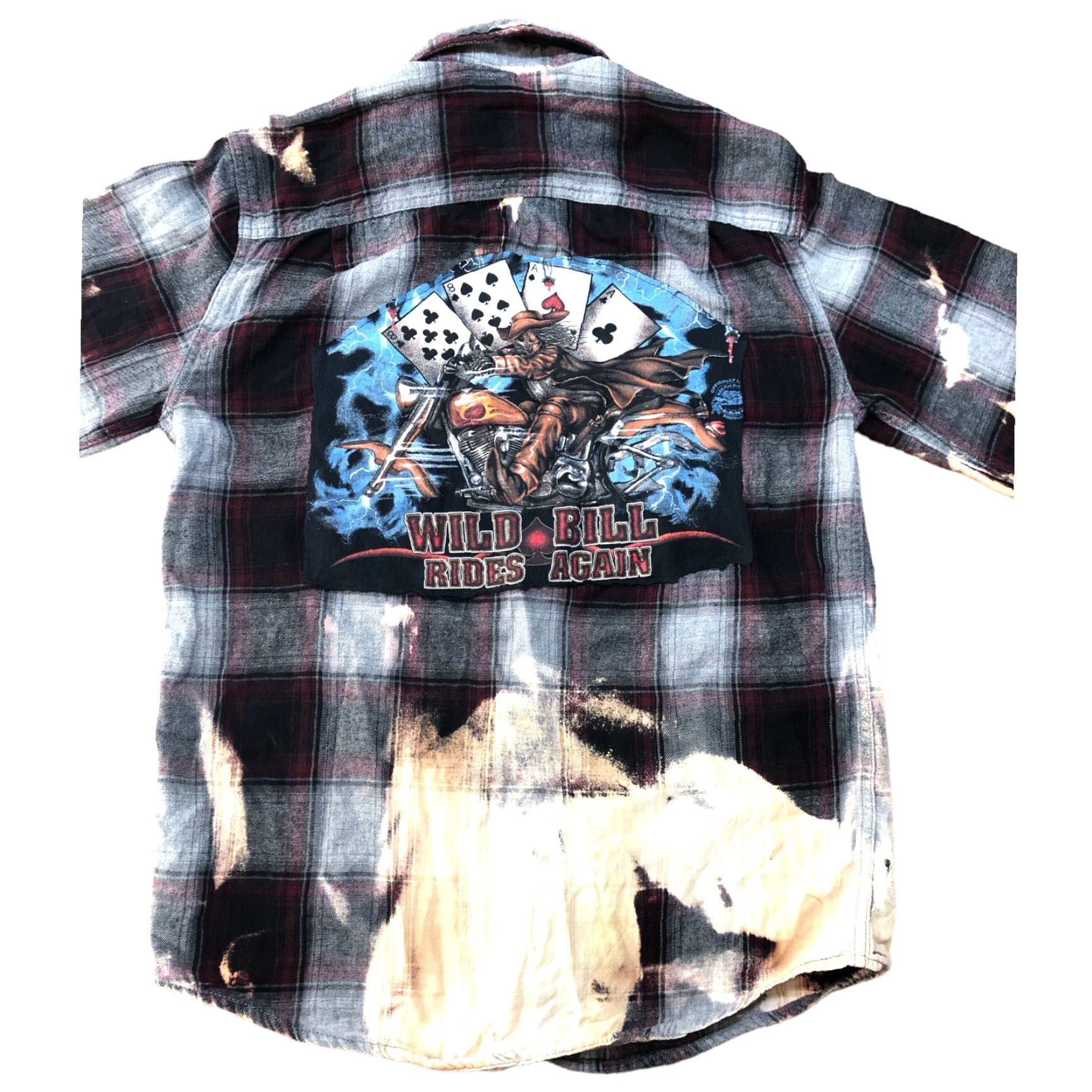 Faded Glory Faded Glory Flannel Biker Skeleton Tie Dye Acid Wash Plaid Shirt Mens S Brown Size US S / EU 44-46 / 1 - 3 Thumbnail