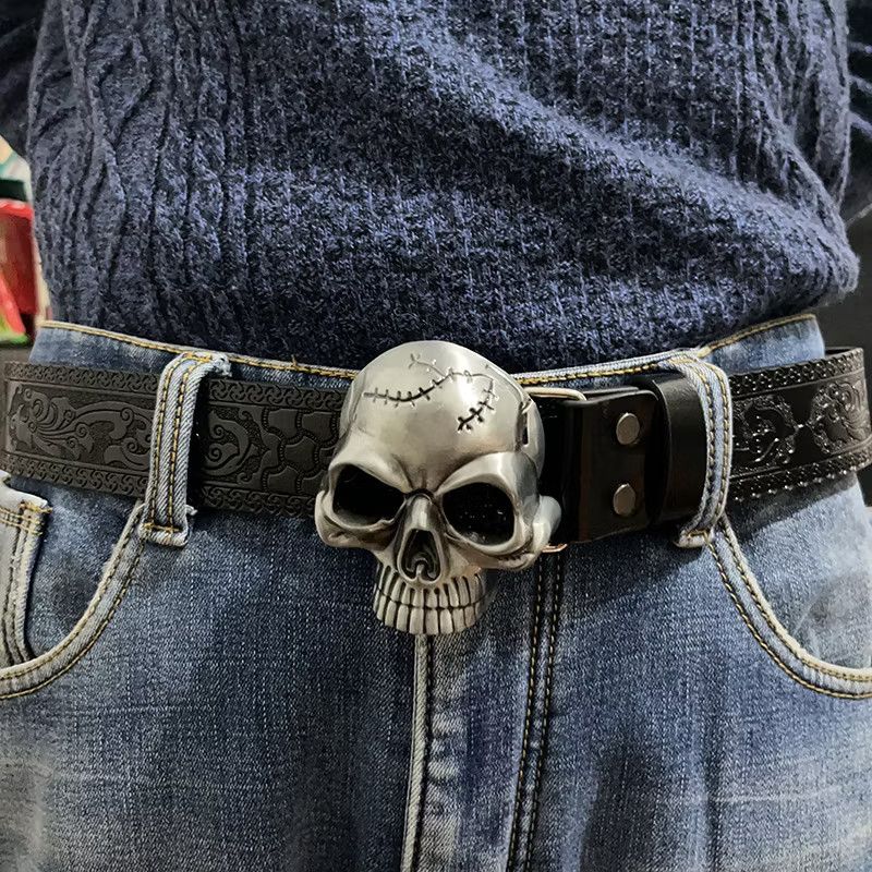 Japanese Brand Black colour harajuku streetwear skull belt Size ONE SIZE - 3 Thumbnail
