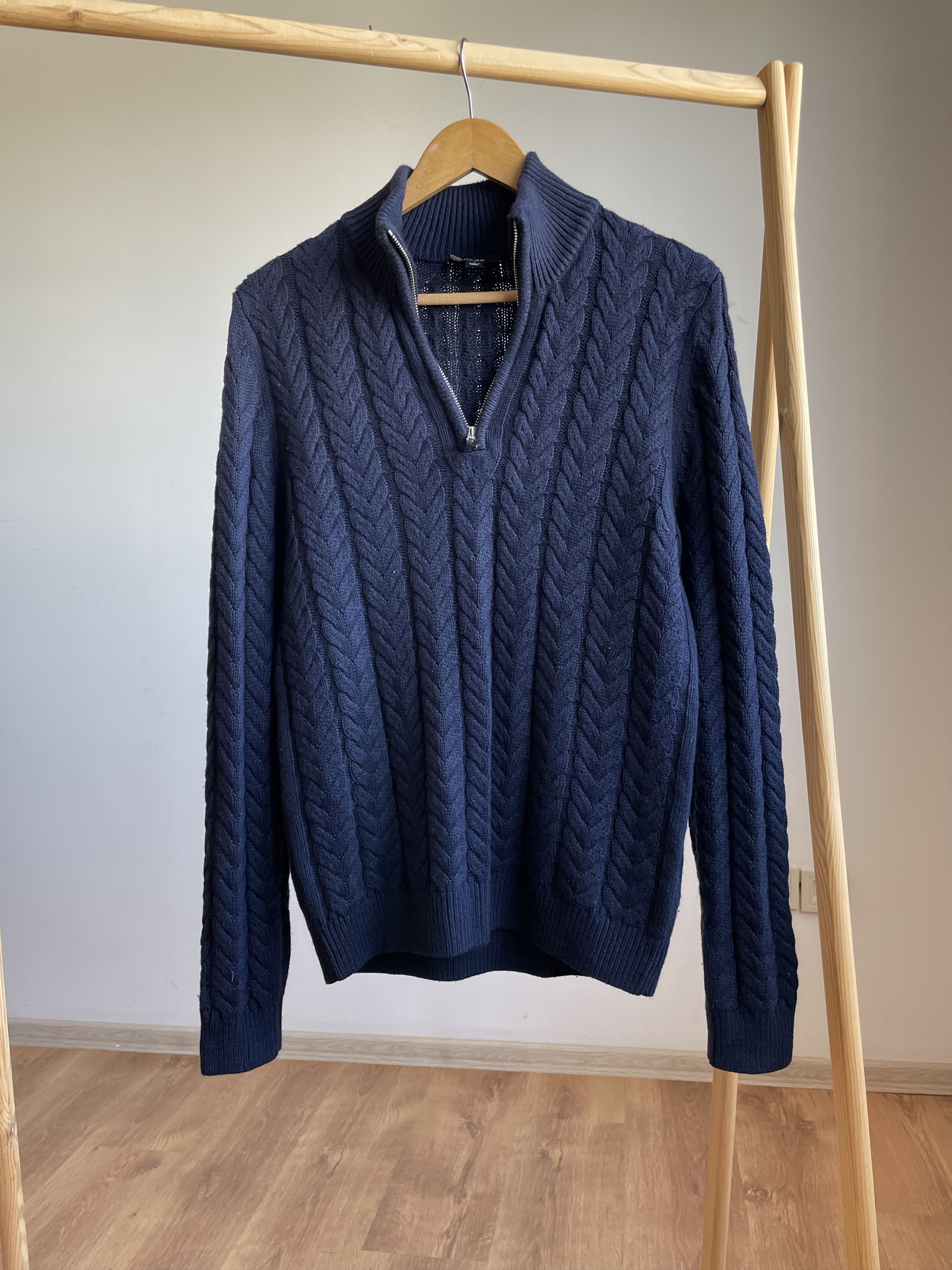 Reiss Reiss Tamworth 1/4 Zip Cable Knit Viscose Blend Sweater Size US S / EU 44-46 / 1 - 1 Thumbnail