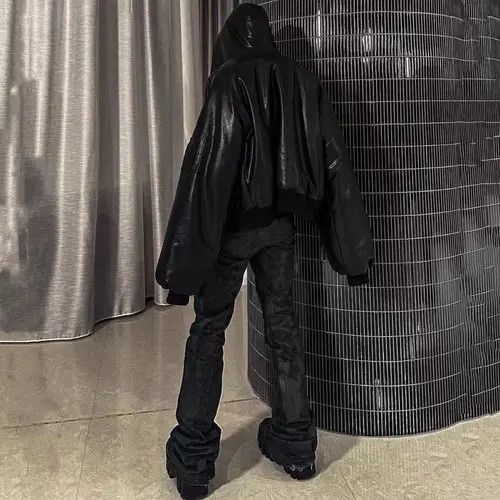 Japanese Brand Heavyweight washed and waxed micro flare hombre baggy jeans Size US 34 / EU 50 - 6 Thumbnail
