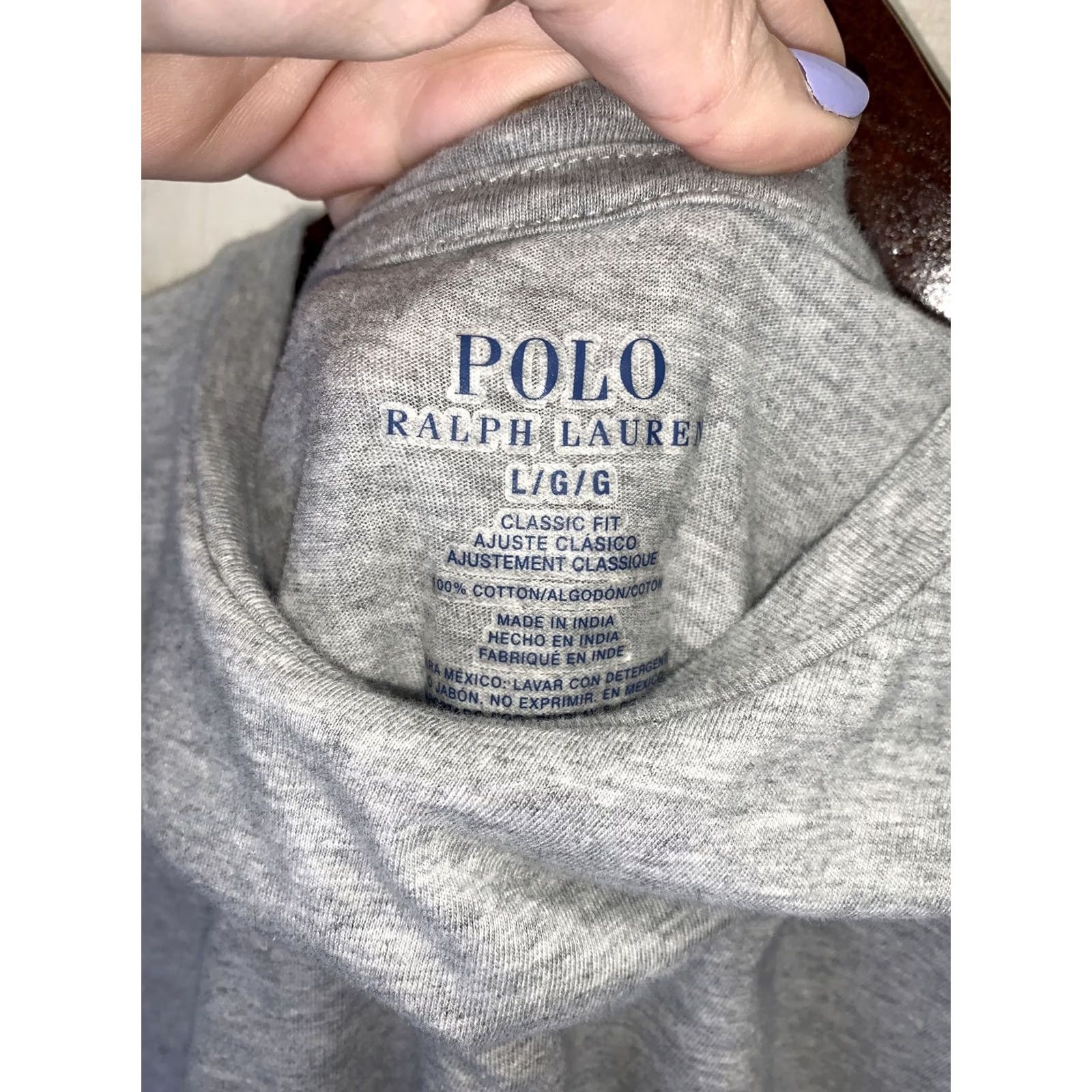Polo Ralph Lauren Polo Ralph Lauren T-Shirt Gray Short Sleeve Men L Classic Fit 3566 Polo Ralph Lauren Logo Embroidered Cotton Round Neck Short Sleeve Shirt Mens Size US L / EU 52-54 / 3 - 7 Thumbnail