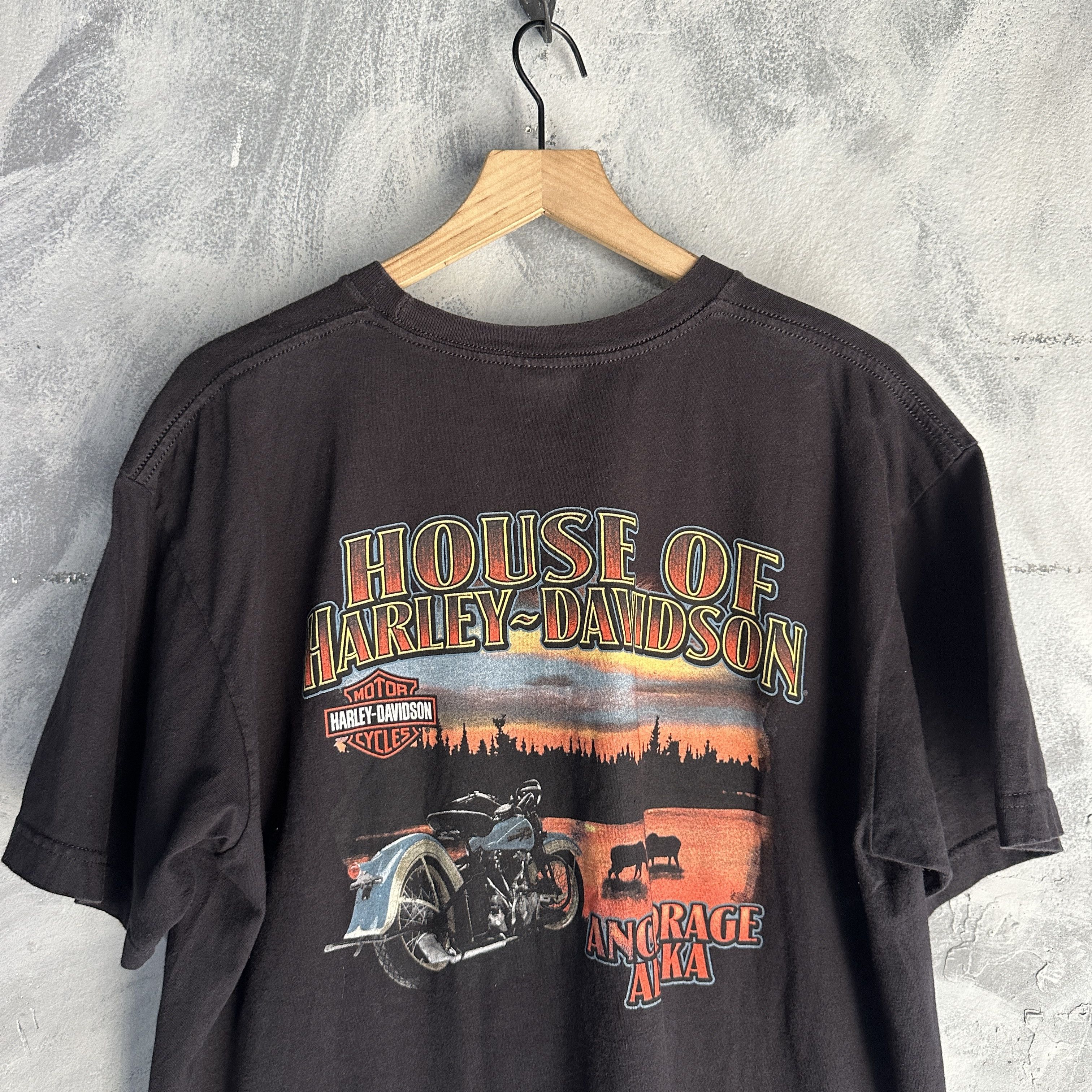 Harley Davidson Vtg Harley Davidson Black Graphic Shirt USA Alaska Eagle Size US XL / EU 56 / 4 - 7 Thumbnail