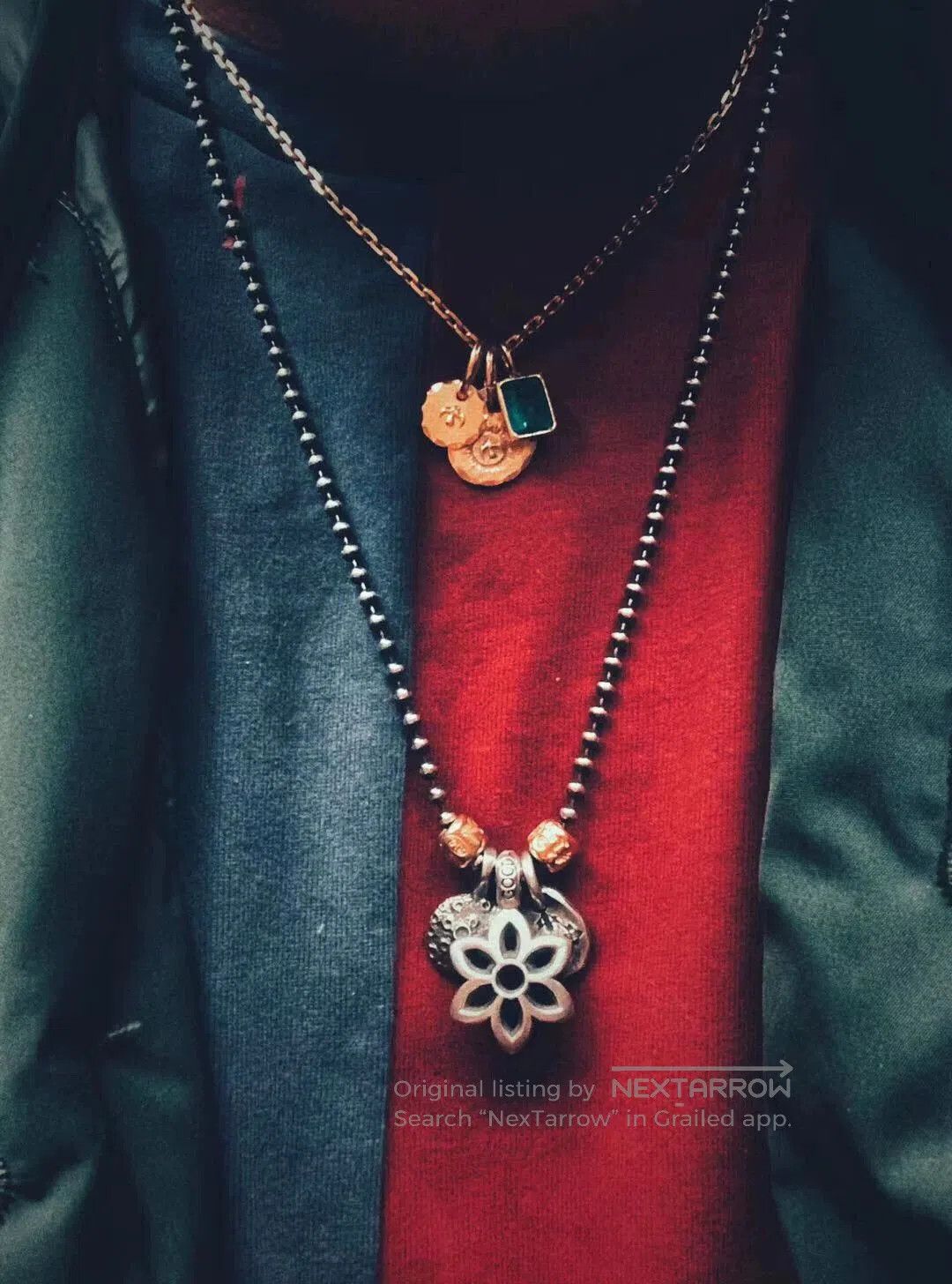 Bill Wall Leather bill wall leather gold bead necklace. Size ONE SIZE - 6 Thumbnail