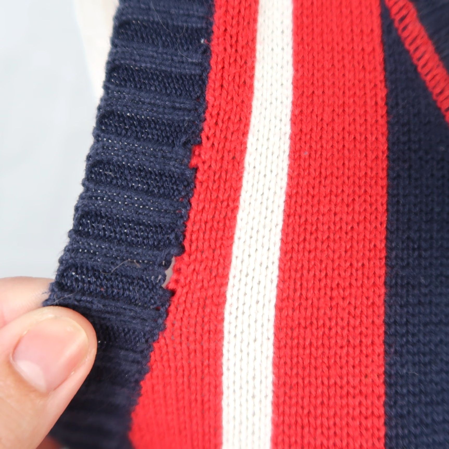 VINTAGE Tommy Hilfiger Sweater Dress Shirt Dress Knit 100% Cotton Navy Red Striped L Womens