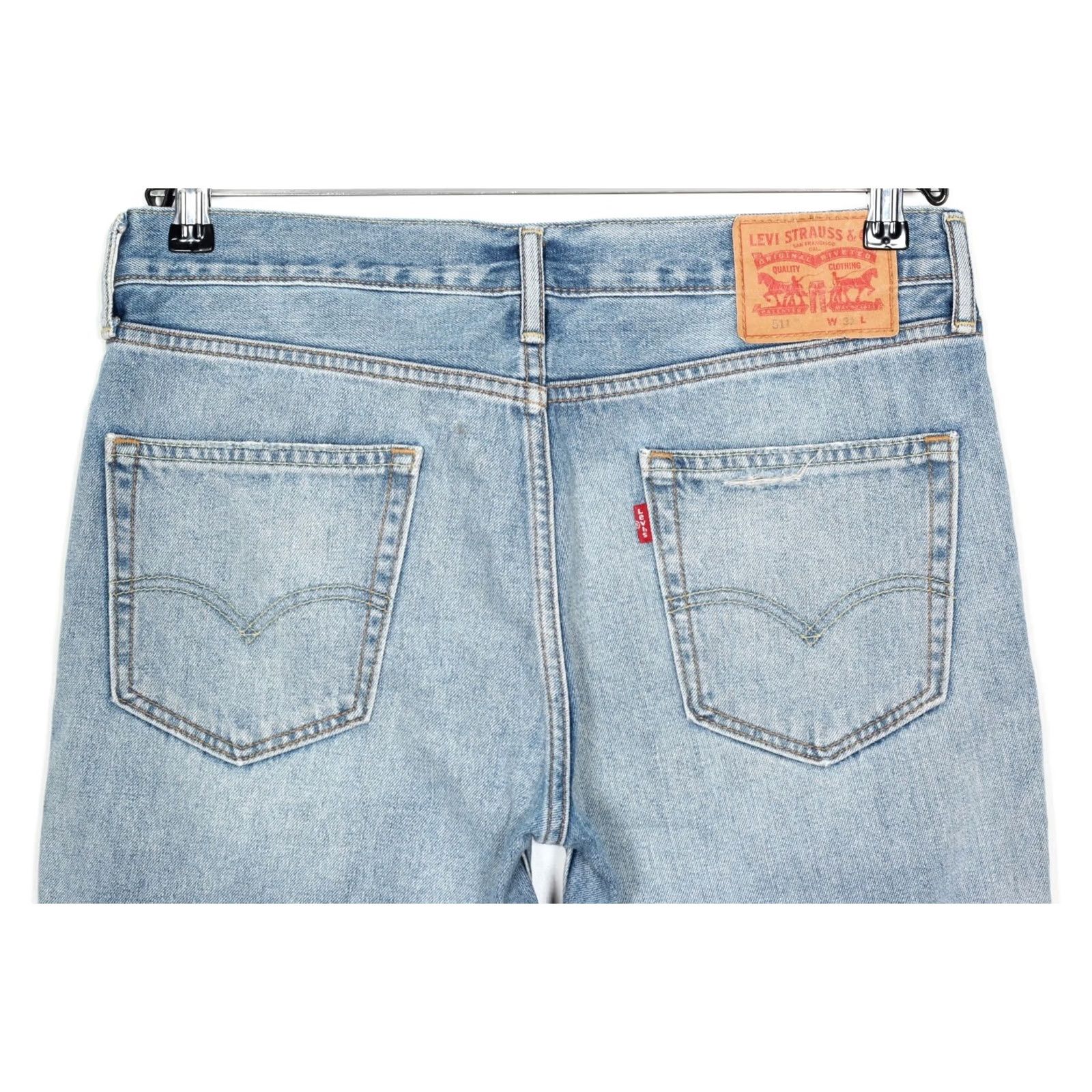Levi's LEVI’S 511 Slim Fit Distressed Denim Shorts Men 31 Blue Bermuda Waist 31 in 5-Pocket DK6350 Size US 31 - 3 Thumbnail