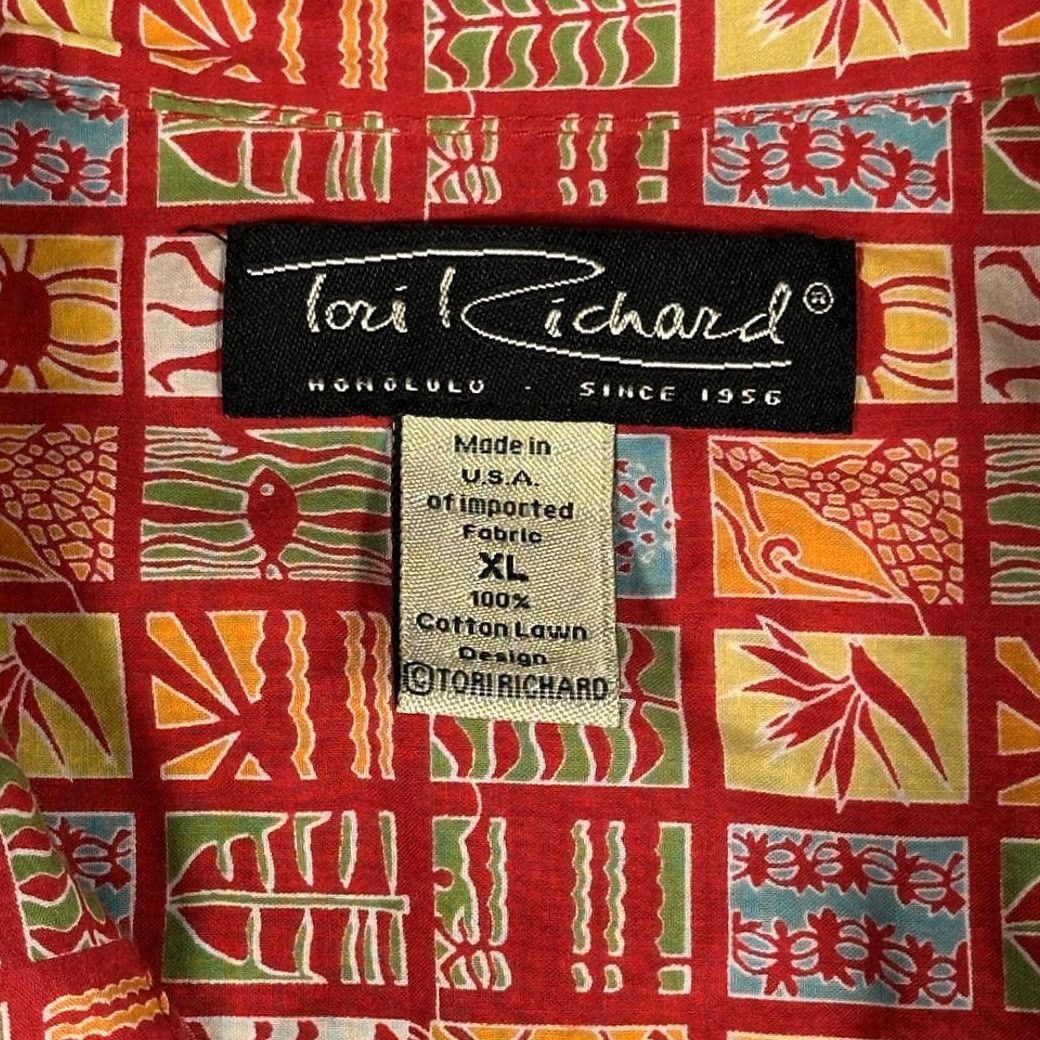 Tori Richard VINTAGE Tori Richard Hawaiian Shirt Adult EXTRA LARGE Red Aloha Geometric Fish Shirt Mens XL Red Hawaiian 90s Geometric Pattern USA White Collar Size US XL / EU 56 / 4 - 6 Thumbnail