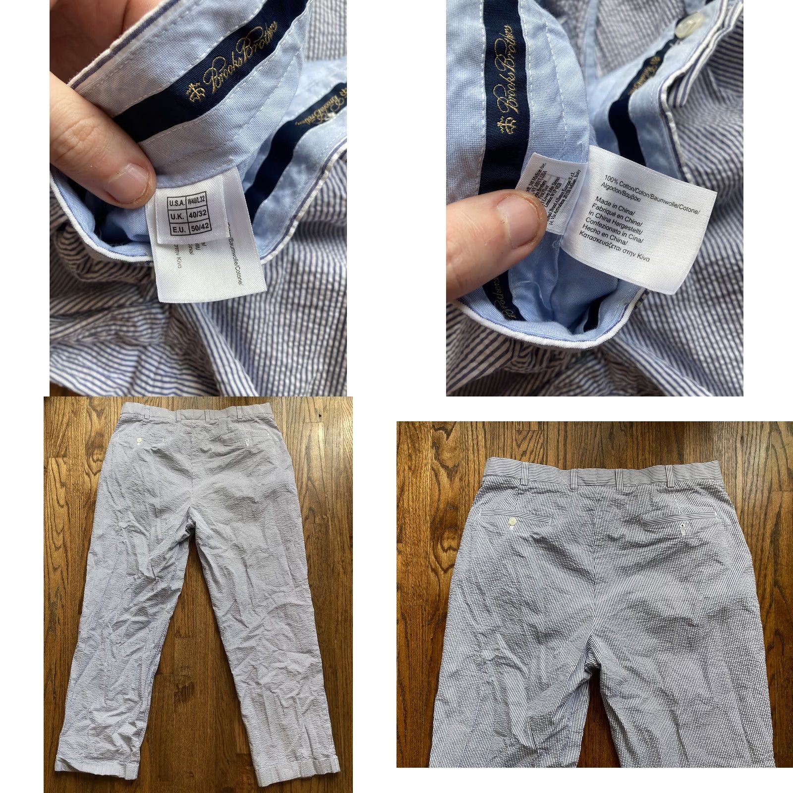 Brooks Brothers Brooks Brothers Pants Mens 40 Blue Seersucker Size 40x32 fits 38x31 Elliot Cotton Size US 40 / EU 56 - 8 Thumbnail