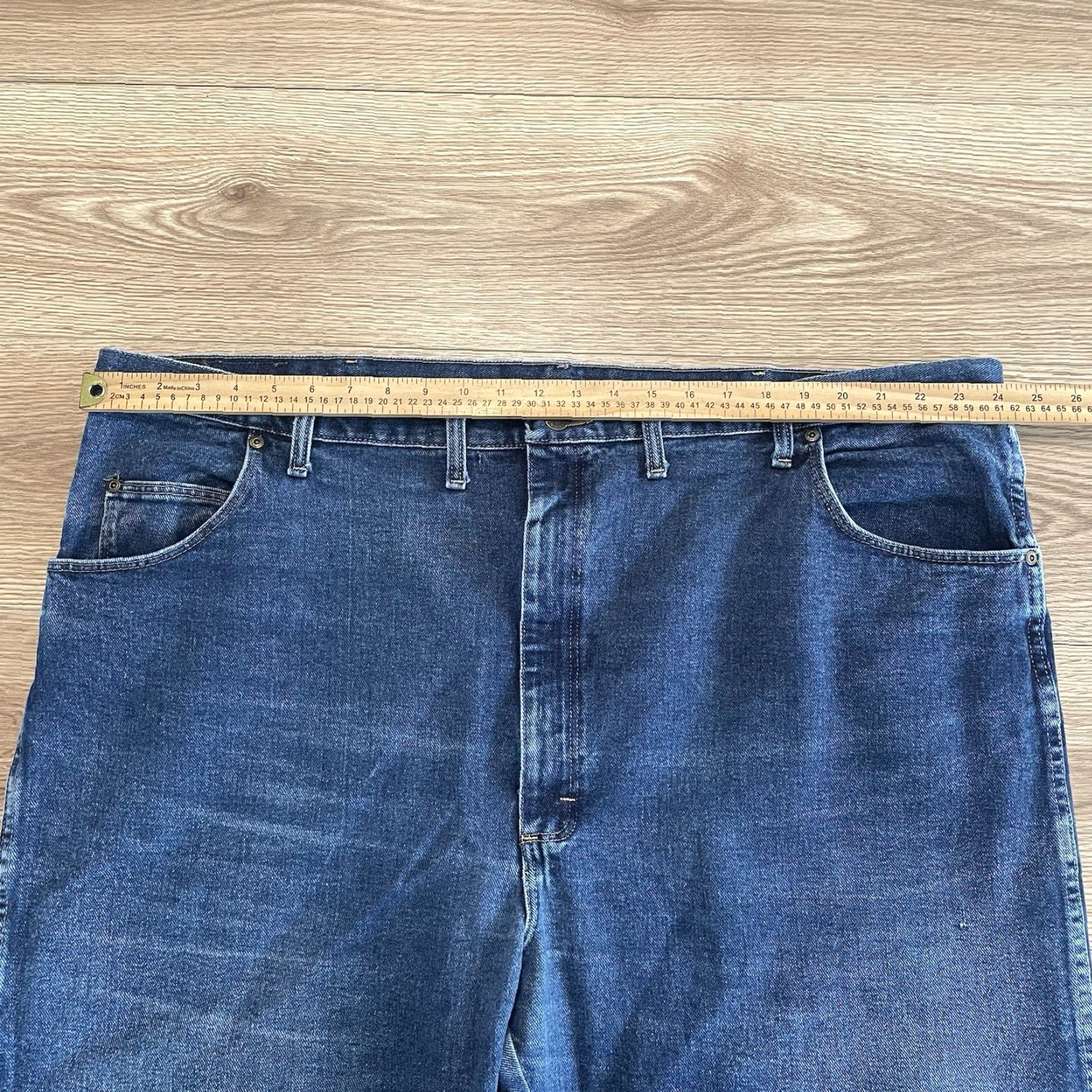 Wrangler Wrangler Rugged Wear Men's 50x30 Relaxed Fit Distressed Blue Denim Jeans Straight Cowboy Size US 34 / EU 50 - 3 Thumbnail