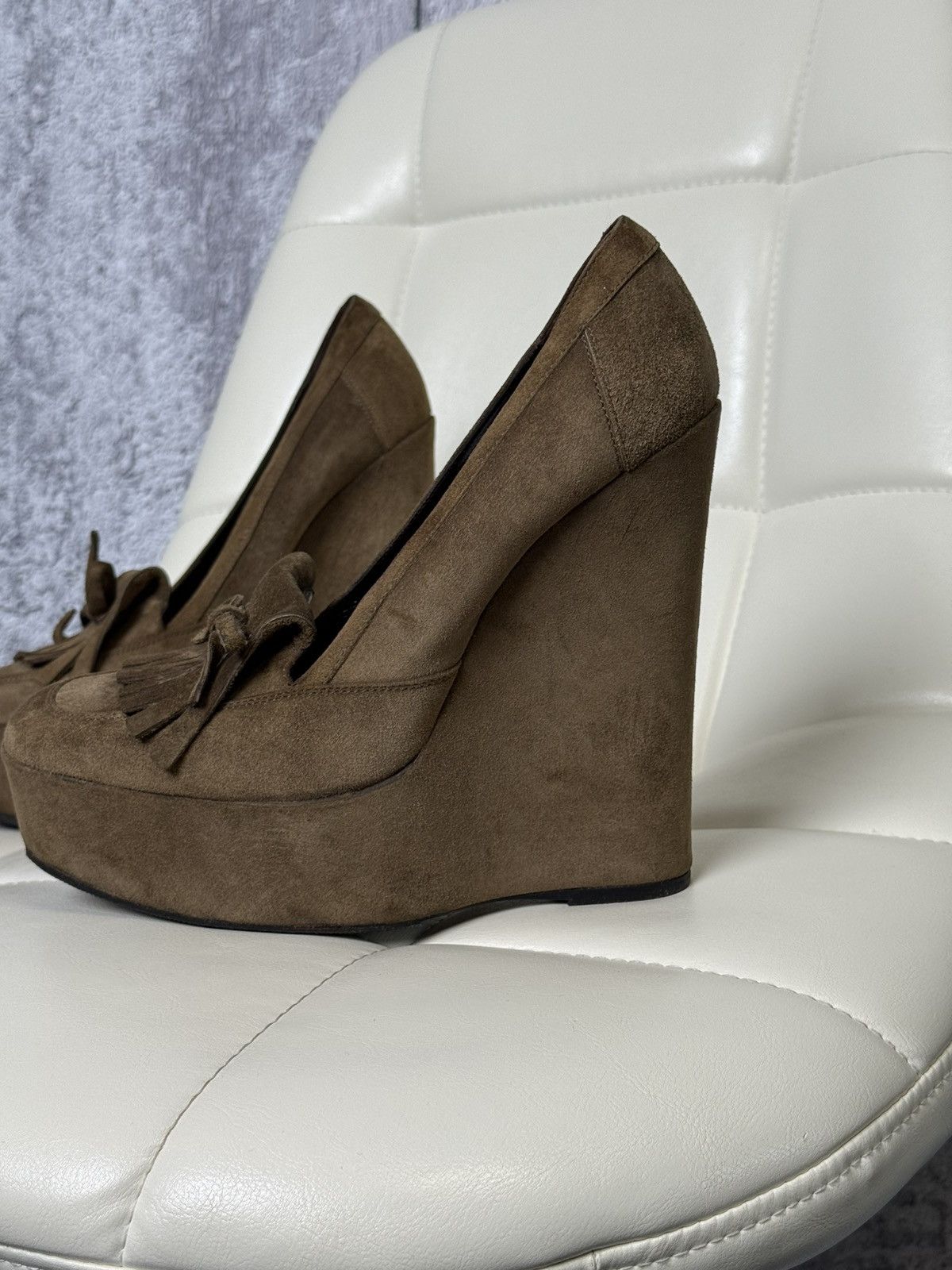 Balenciaga Balenciaga Suede Platform Wedge Heels Tassel Loafers Shoes Size US 7.5 / IT 37.5 - 4 Thumbnail