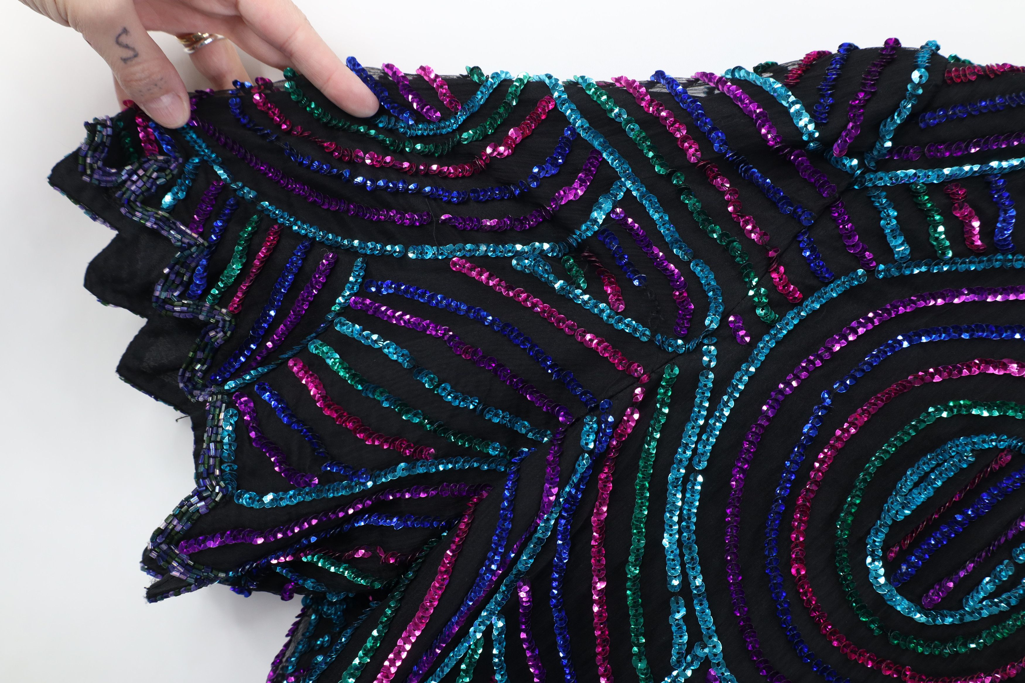 Vintage Vintage 90s Scala Sequin Beaded Evening Party Shirt Silk Size 3XL / US 20-22 - 7 Thumbnail
