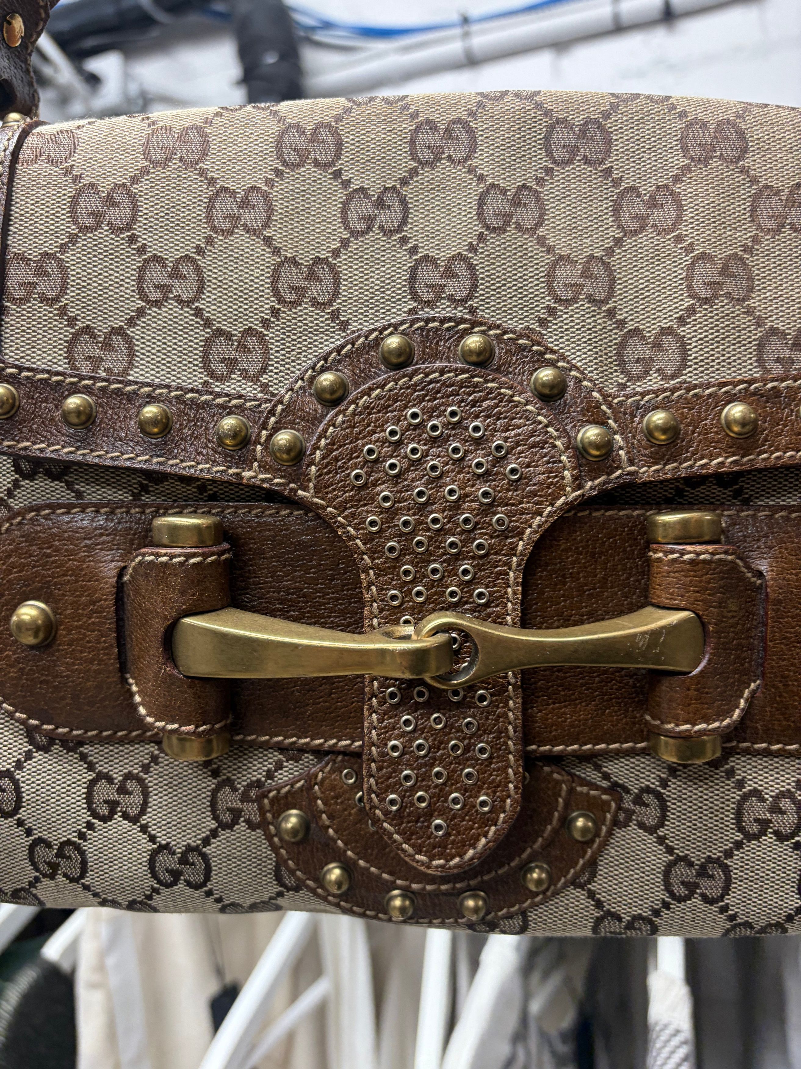 Gucci Gucci Canvas Monogram Studded ‘Pelham’ Runway Flap Bag Size ONE SIZE - 3 Thumbnail