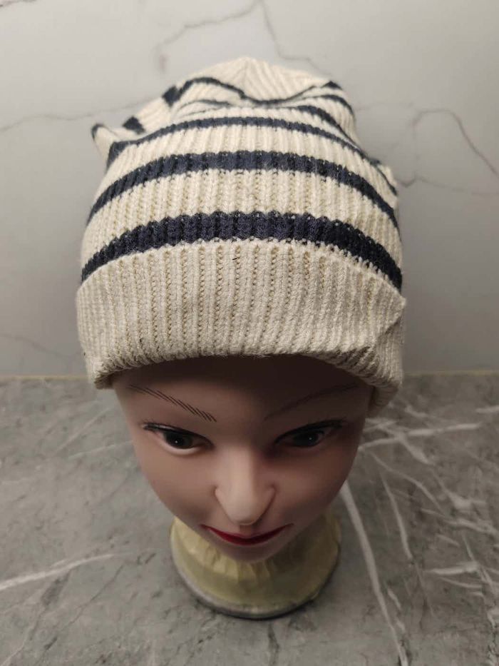 Japanese Brand × Vintage Vintage Stripe Style Snowcap Beanie Size ONE SIZE - 2 Thumbnail