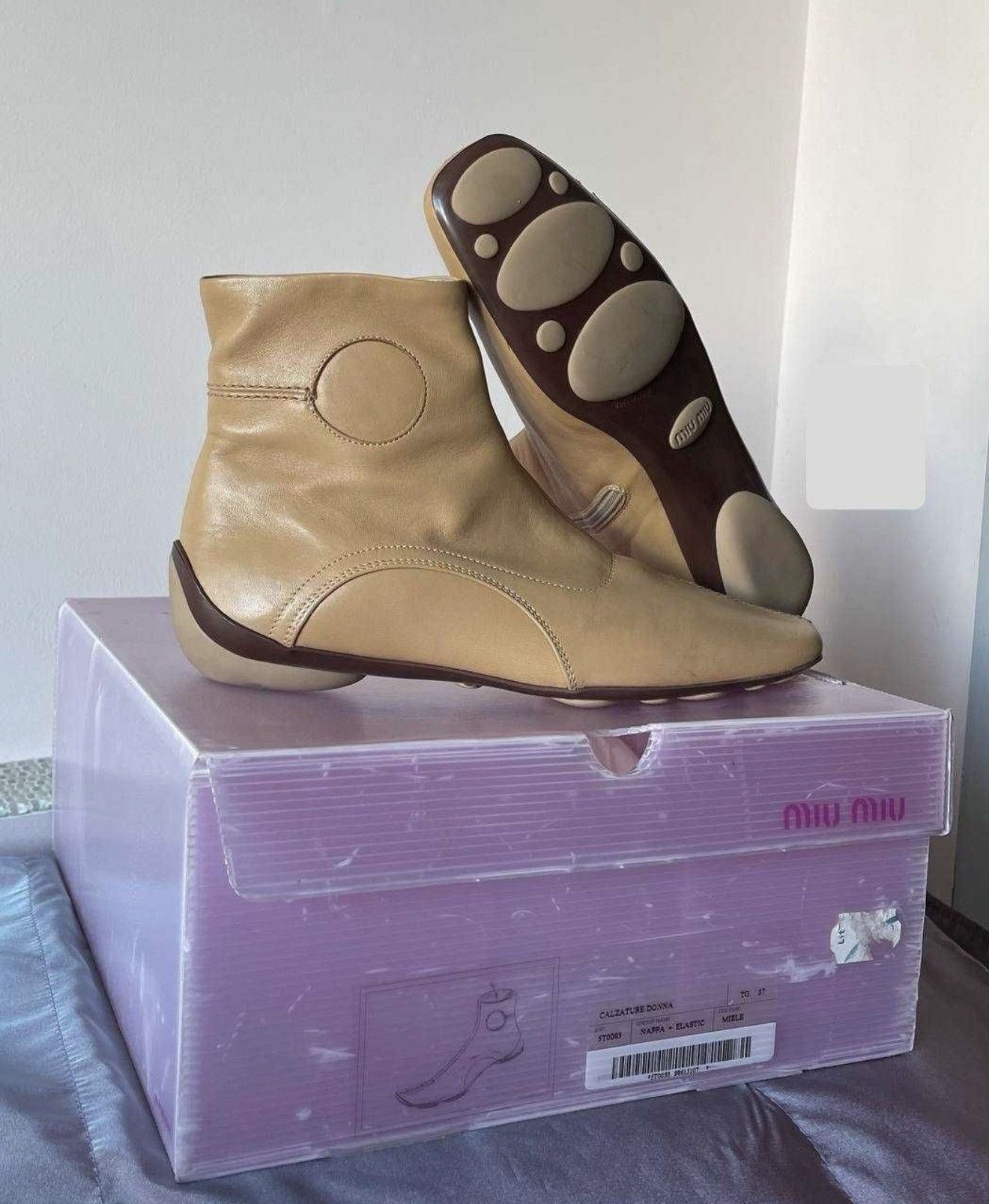 Miu Miu MIU MIU SS2001 Bubble Sole Sport Leather Boots prada Vintage Size US 7 / IT 37 - 1 Thumbnail