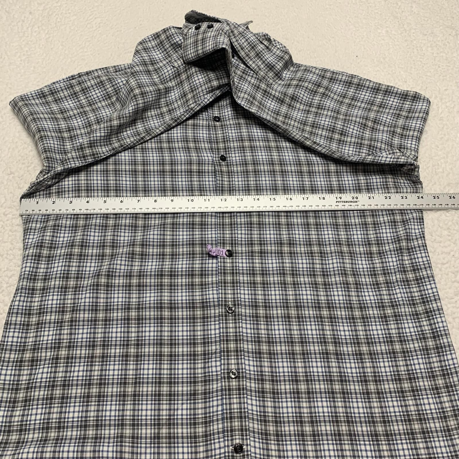 Other Maker Company Mens Large Black Gray Classic Plaid Shirt Size 42R - 6 Thumbnail
